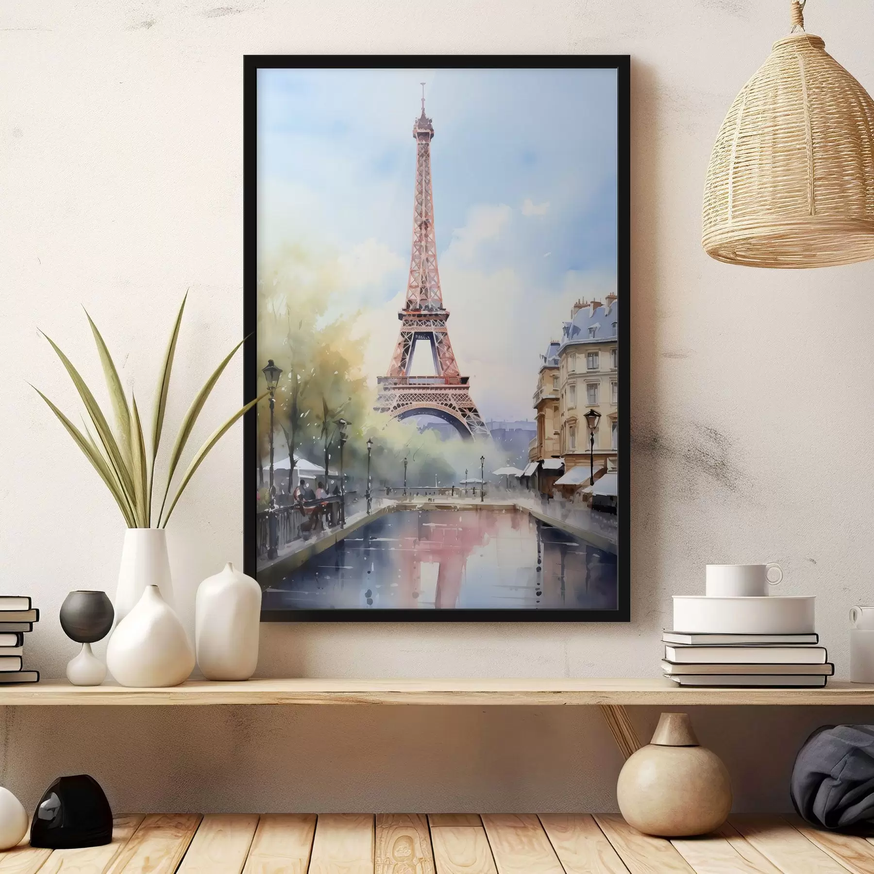 Fotobehang Gezicht op Parijs in aquarelstijl f42192