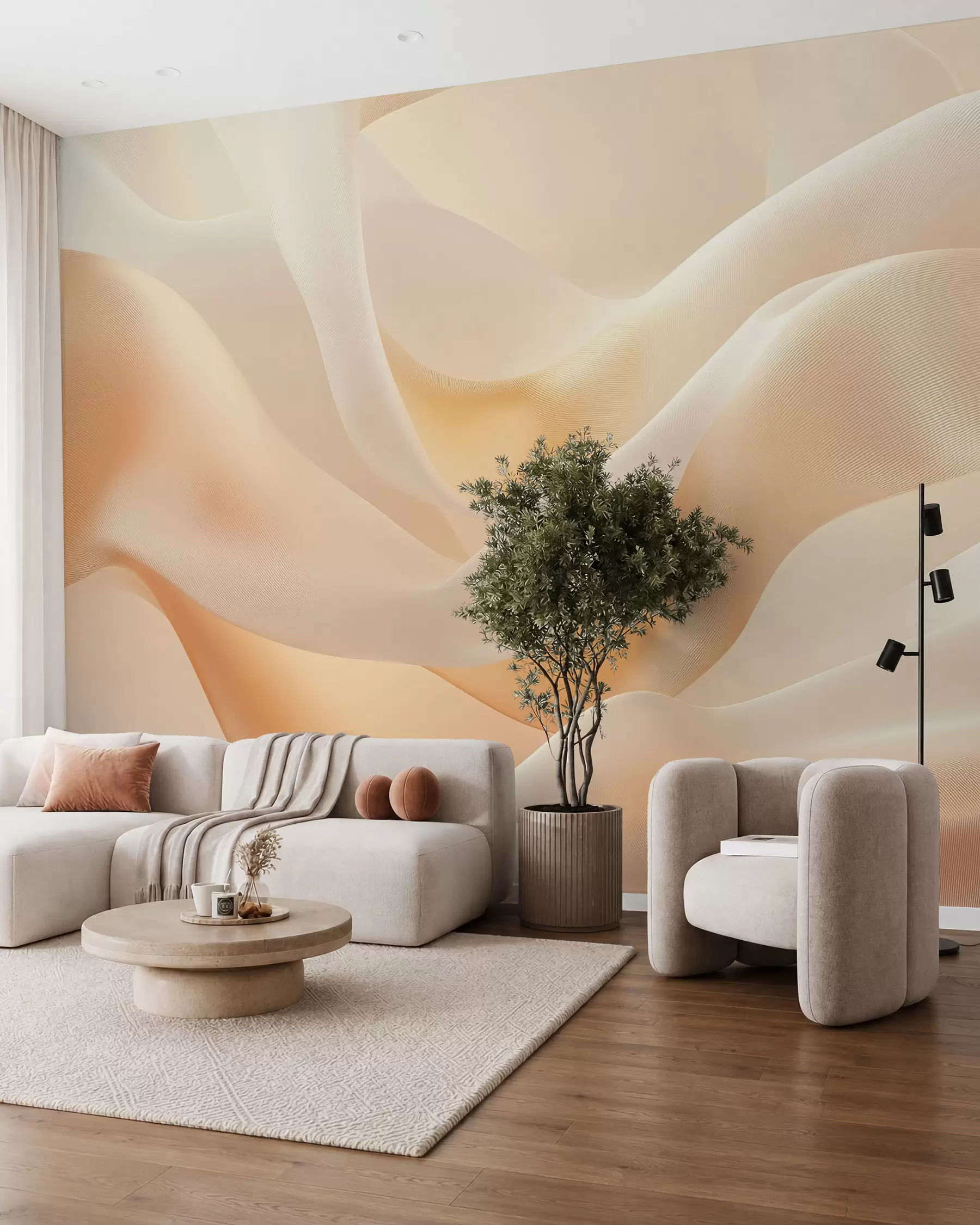 Fotobehang Zijdeplooien in honinglicht w02765