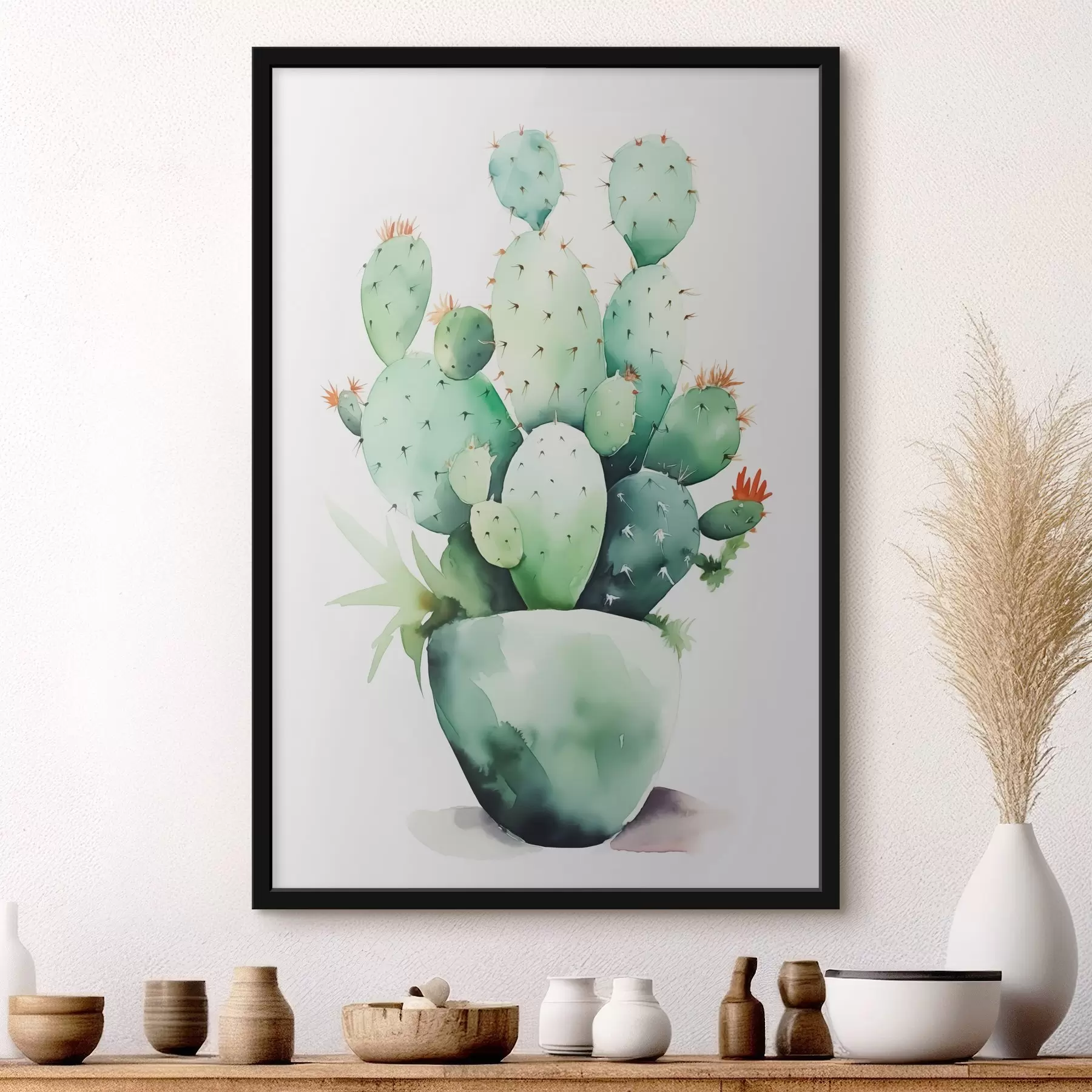 Fotobehang Cactus imitatie nat aquarel f42410