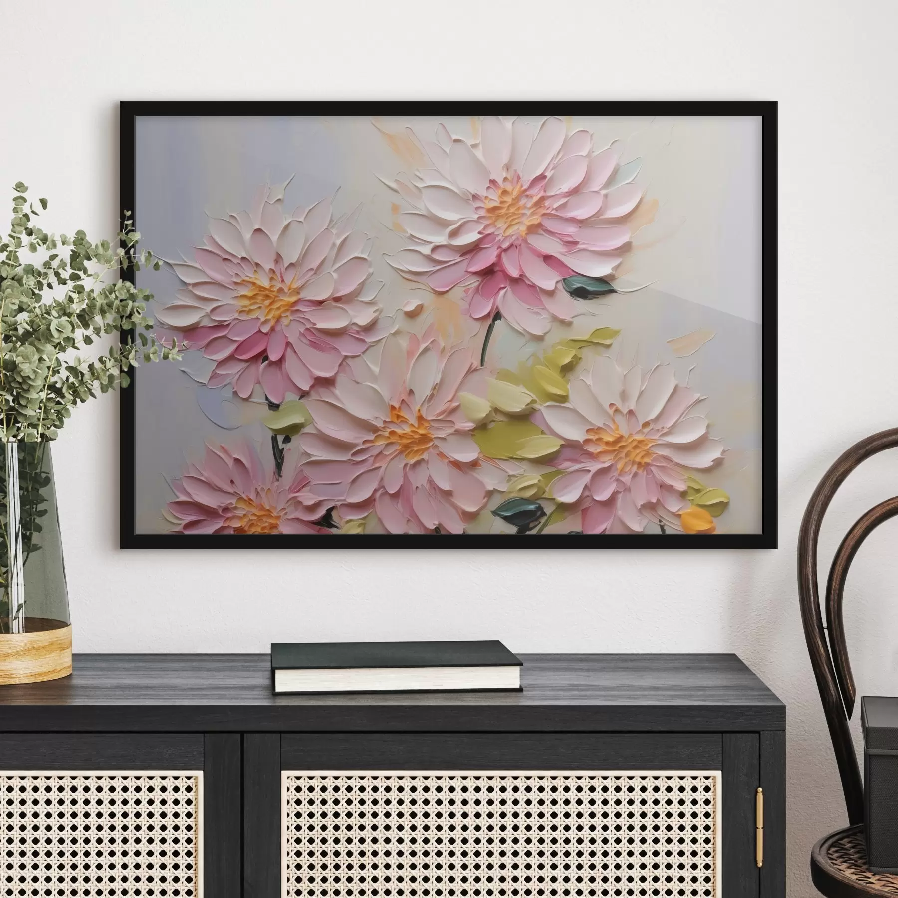  Schilderijen Chrysanten imitatie van verfstreken f42423