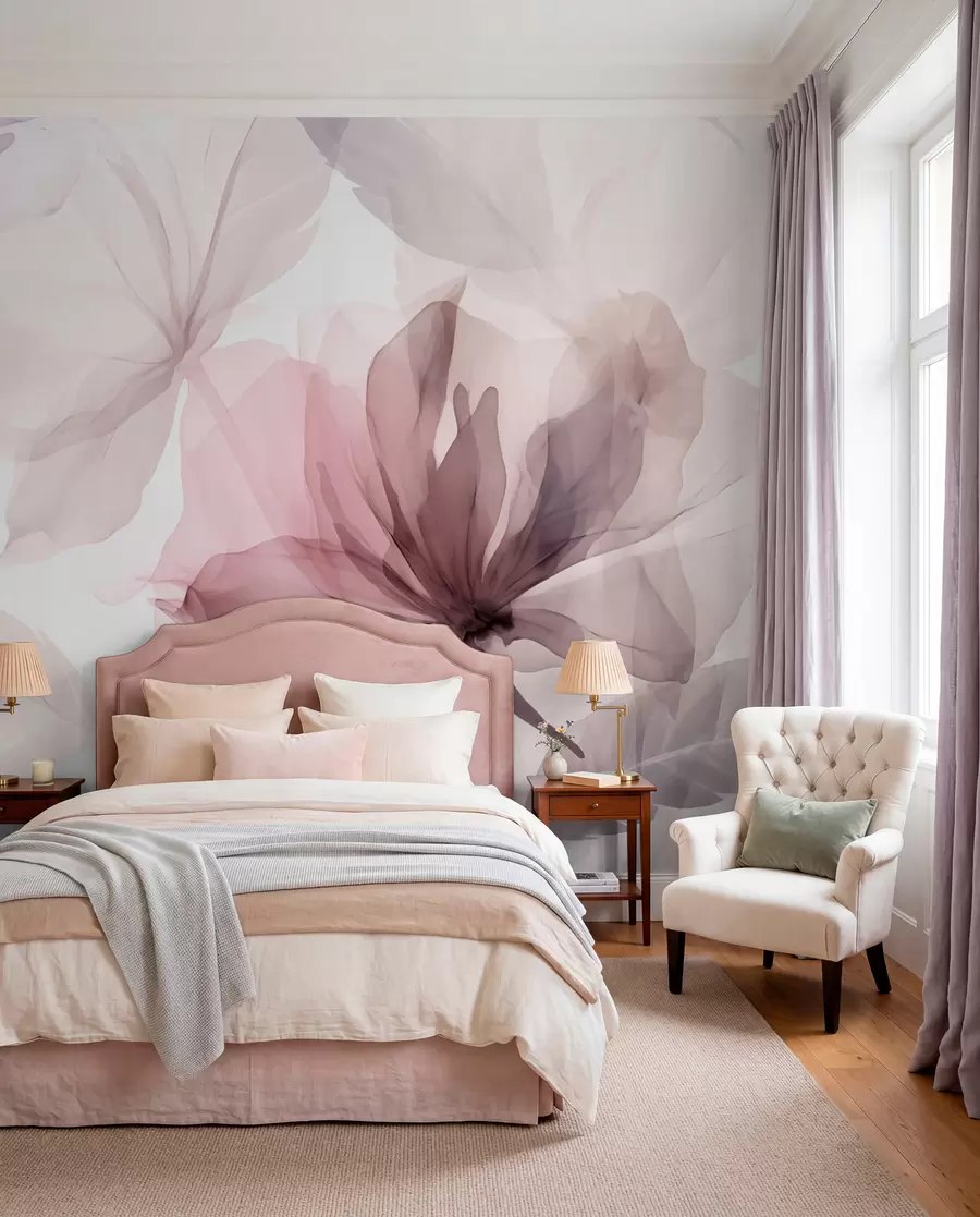 Fotobehang Efemere bloemen in delicate pastelkleuren w02755