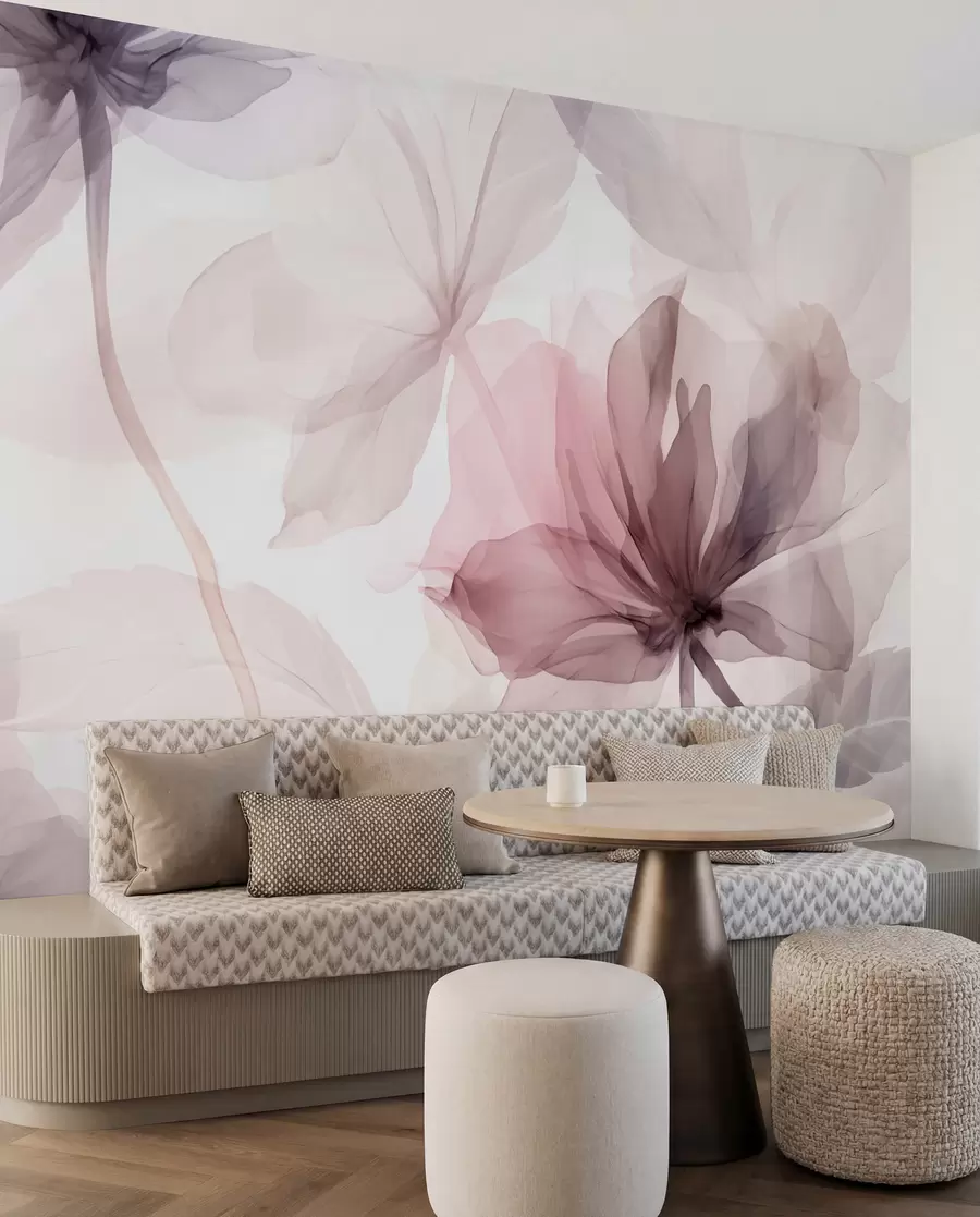 Fotobehang Efemere bloemen in delicate pastelkleuren w02755