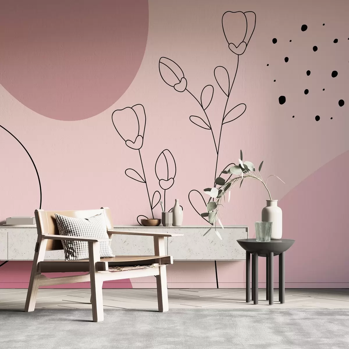 Fotobehang abstractie in roze kleuren w02803