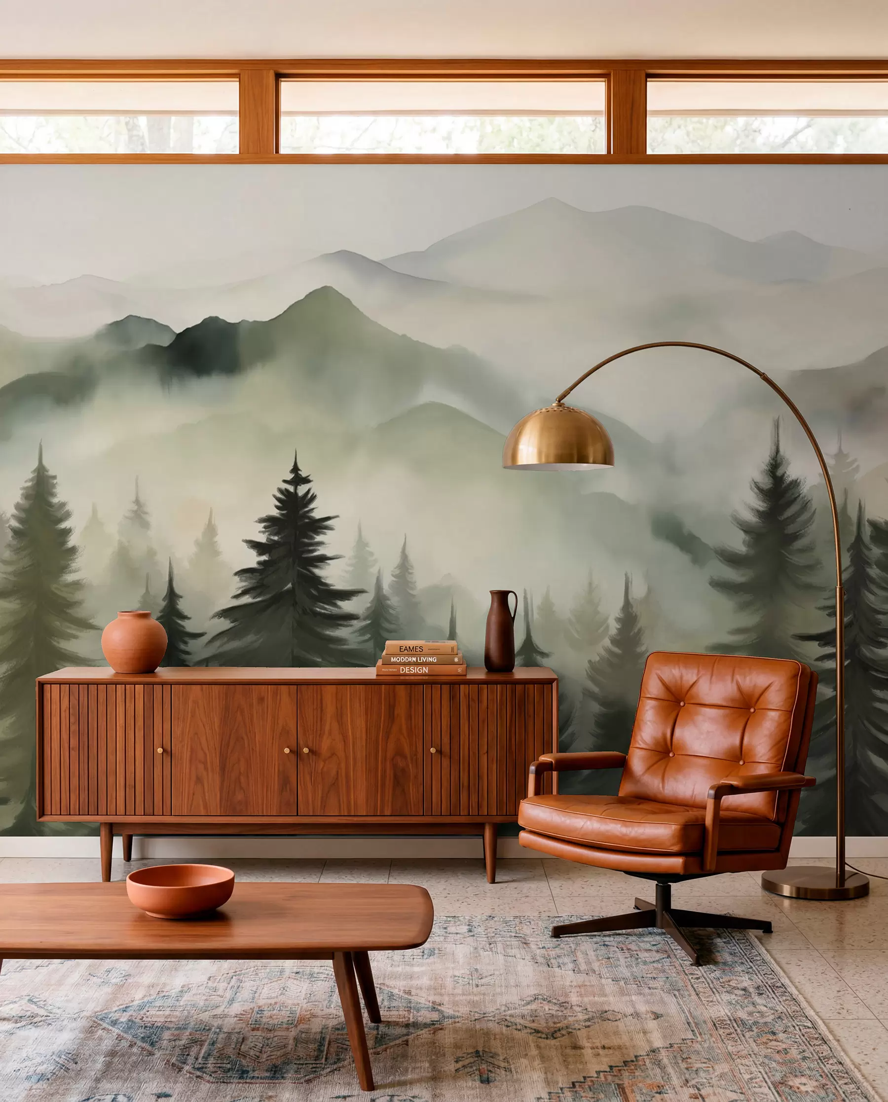 Fotobehang Groene bergkammen bij dageraad w08639