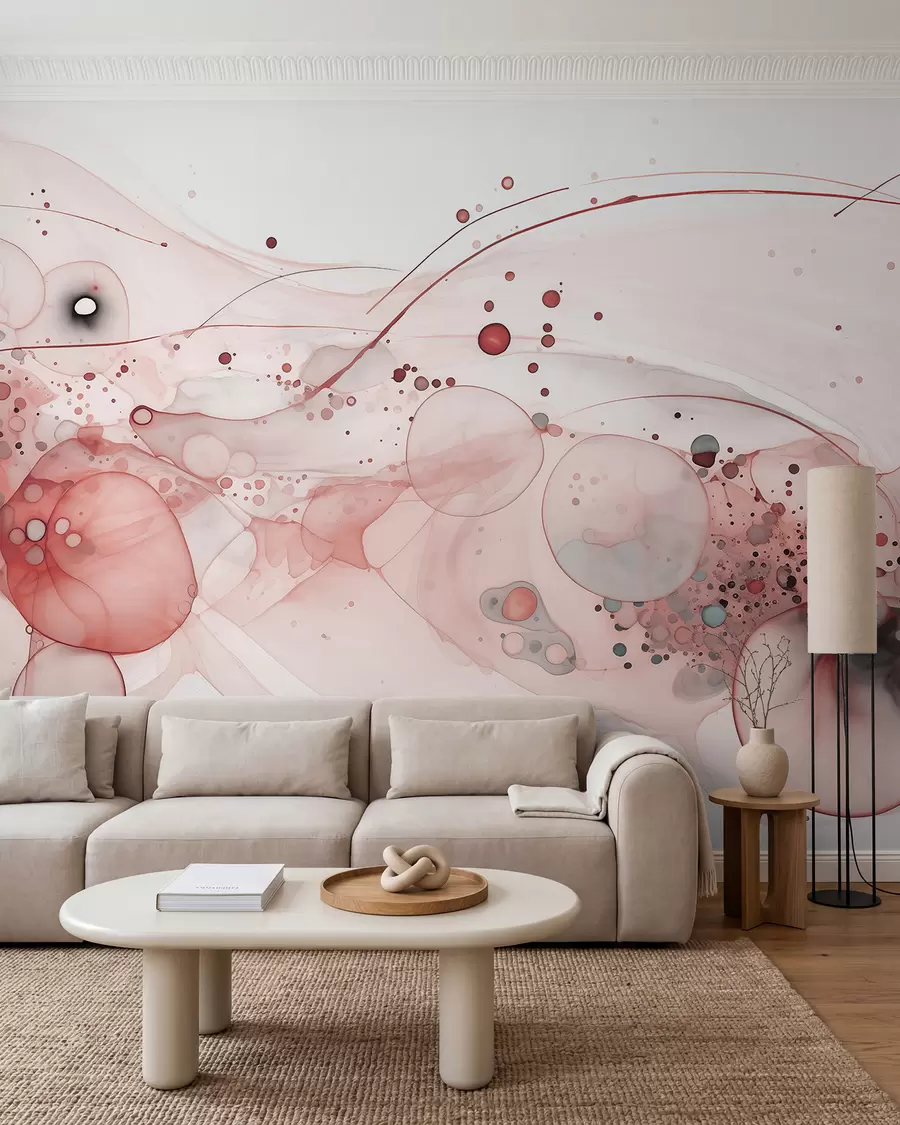 Fotobehang Roze inkt en koperen banen w02744v1