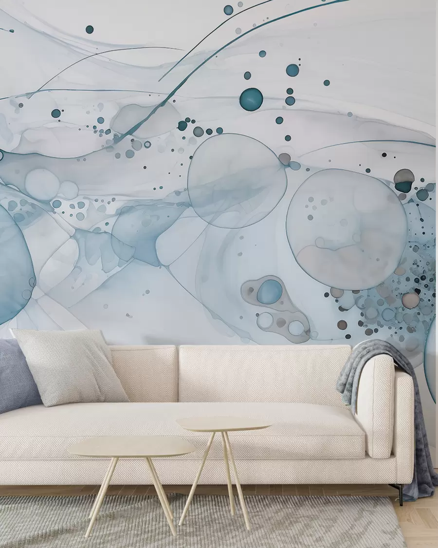 Fotobehang Blauwe inkt en zilveren banen w02744v2