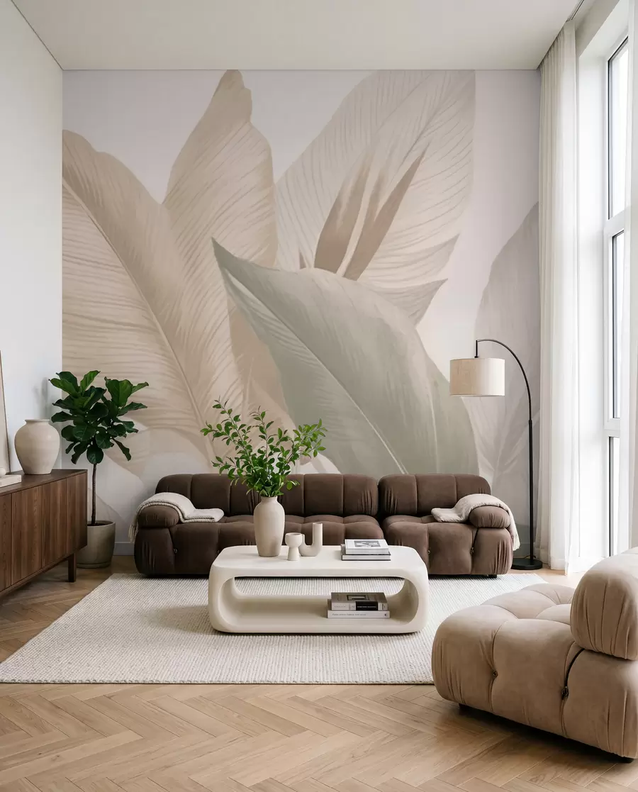 Fotobehang Overlappende bladvormen w02854