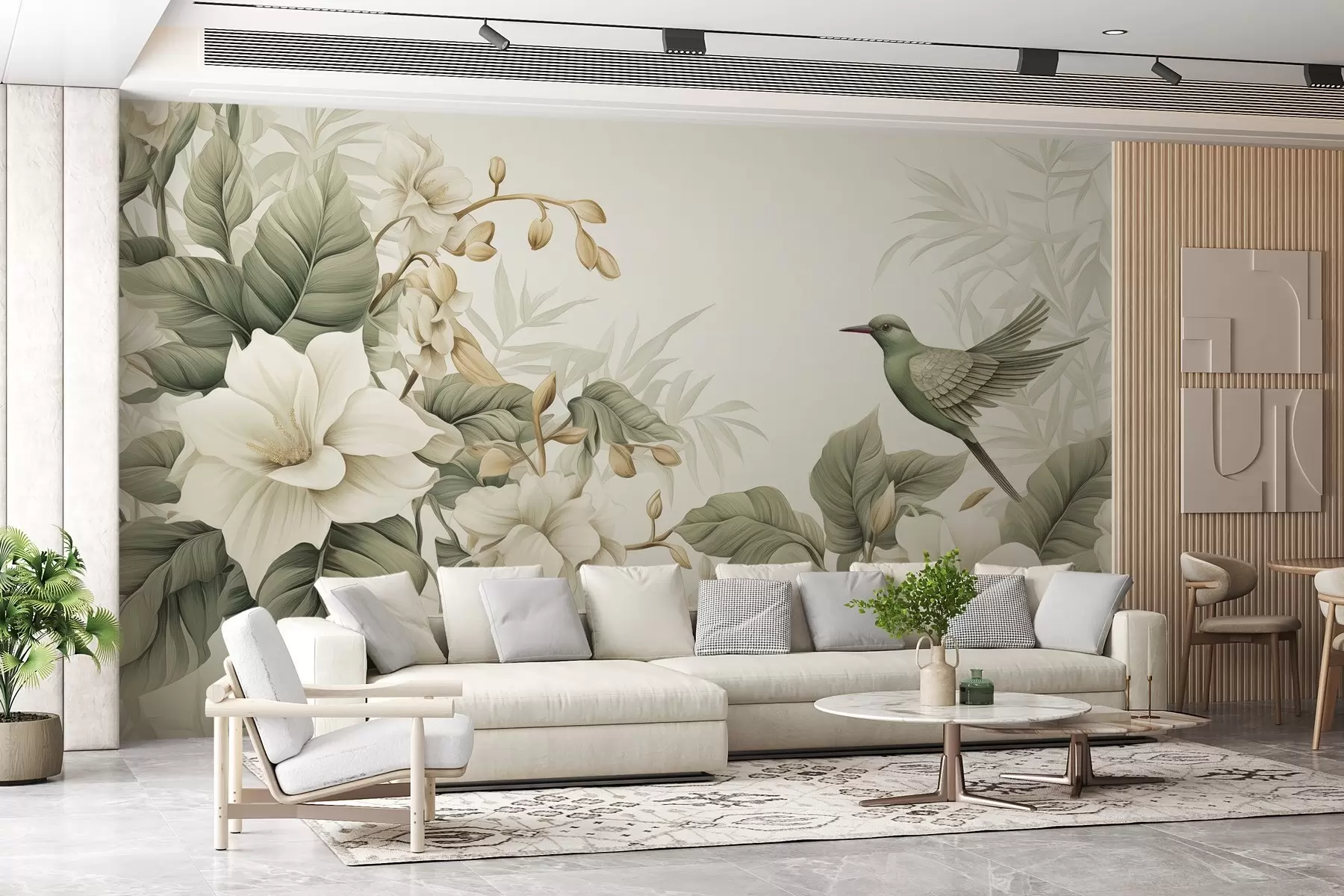 Fotobehang Tropisch landschap met bloemen w02844