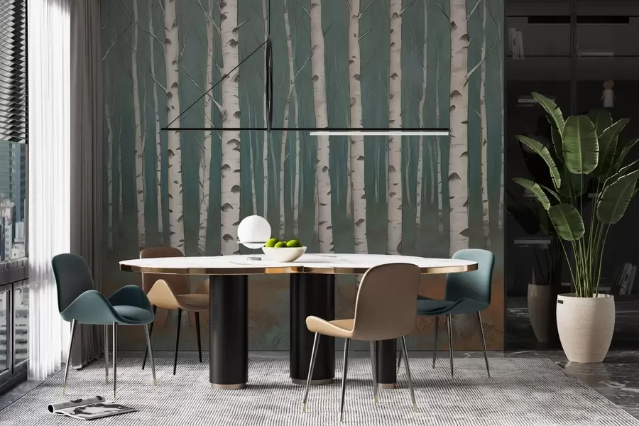 Fotobehang Aquarel berken w02845