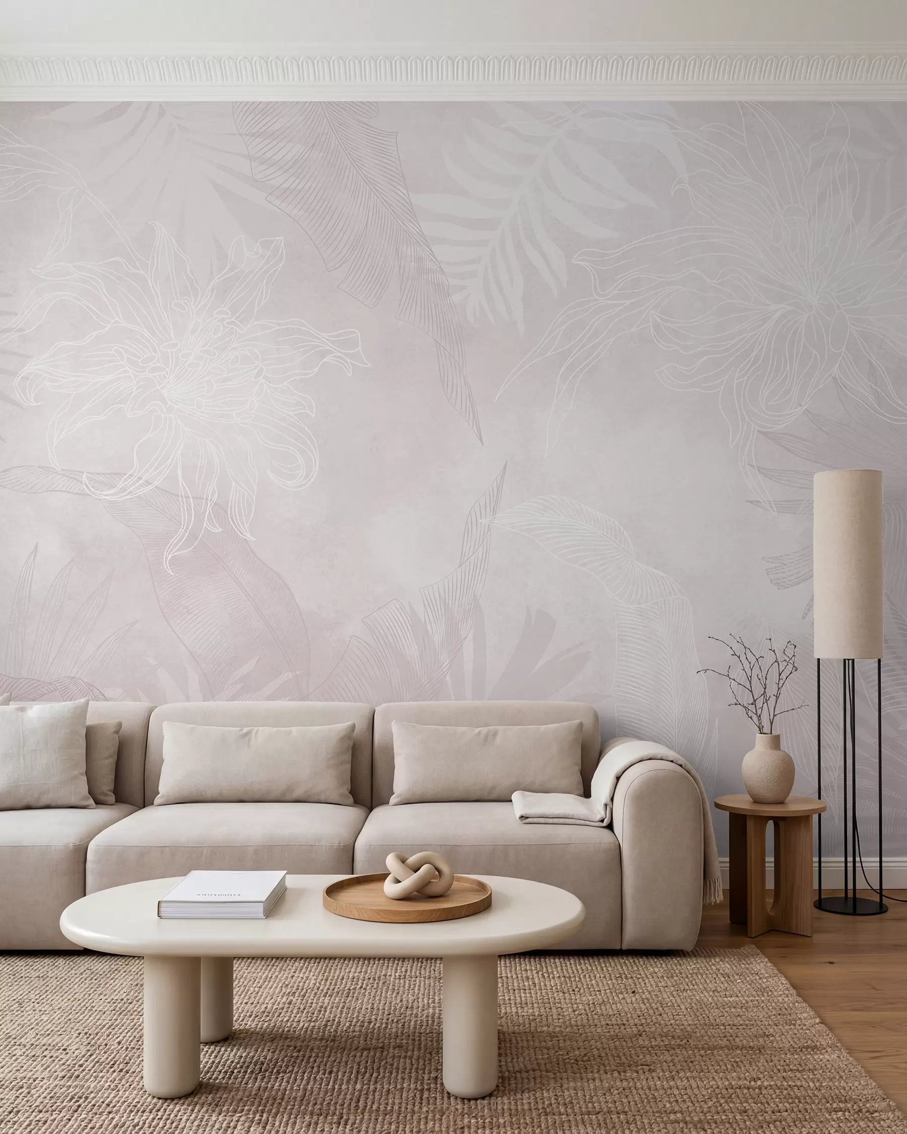 Fotobehang Palmbladeren in roze nevel w02737v4