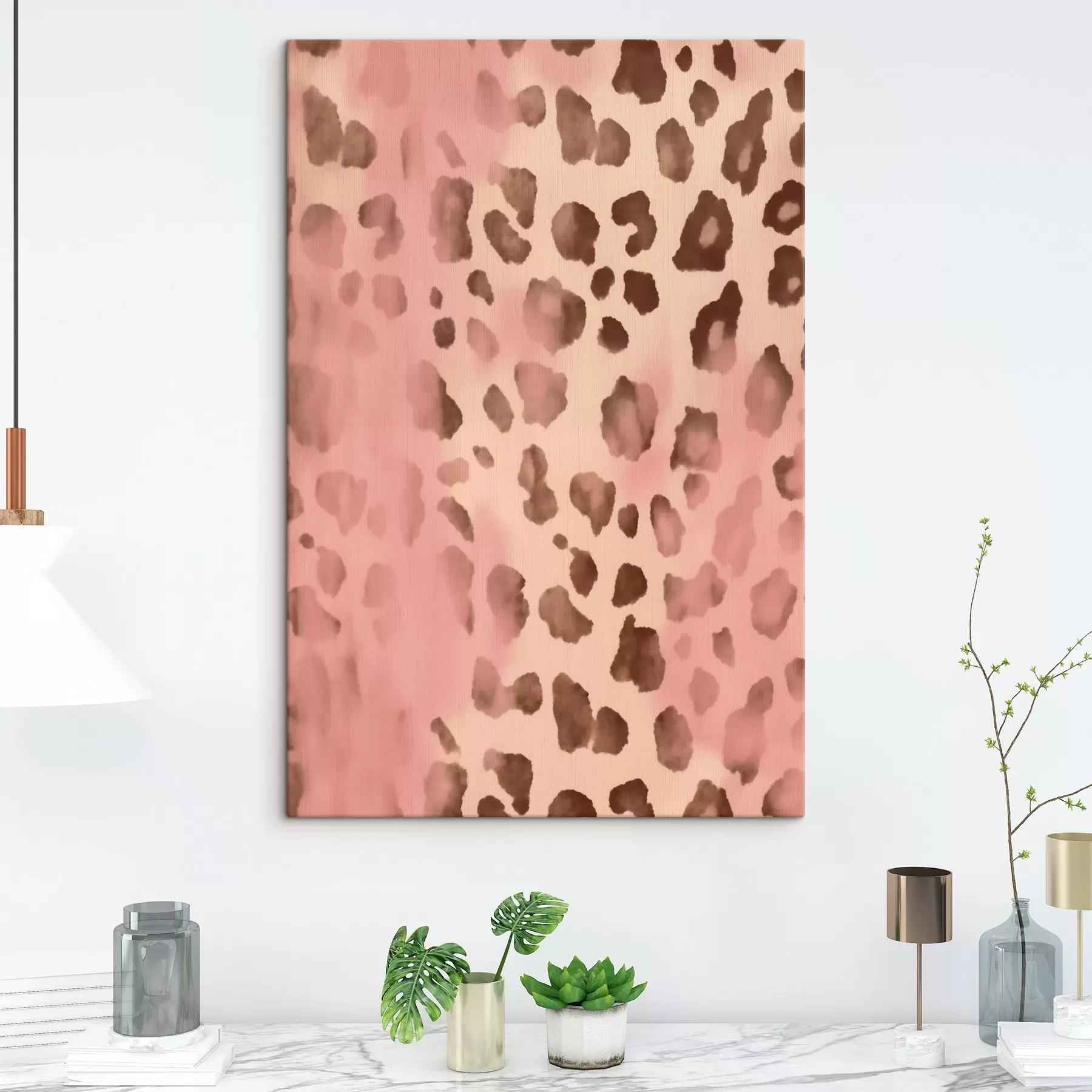  Schilderijen Abstract patroon met luipaardprint op roze achtergrond s42490