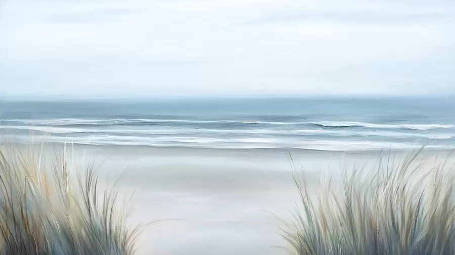 Fotobehang Landschap met een wild strand in de stijl van olieverfschilderijen w02869