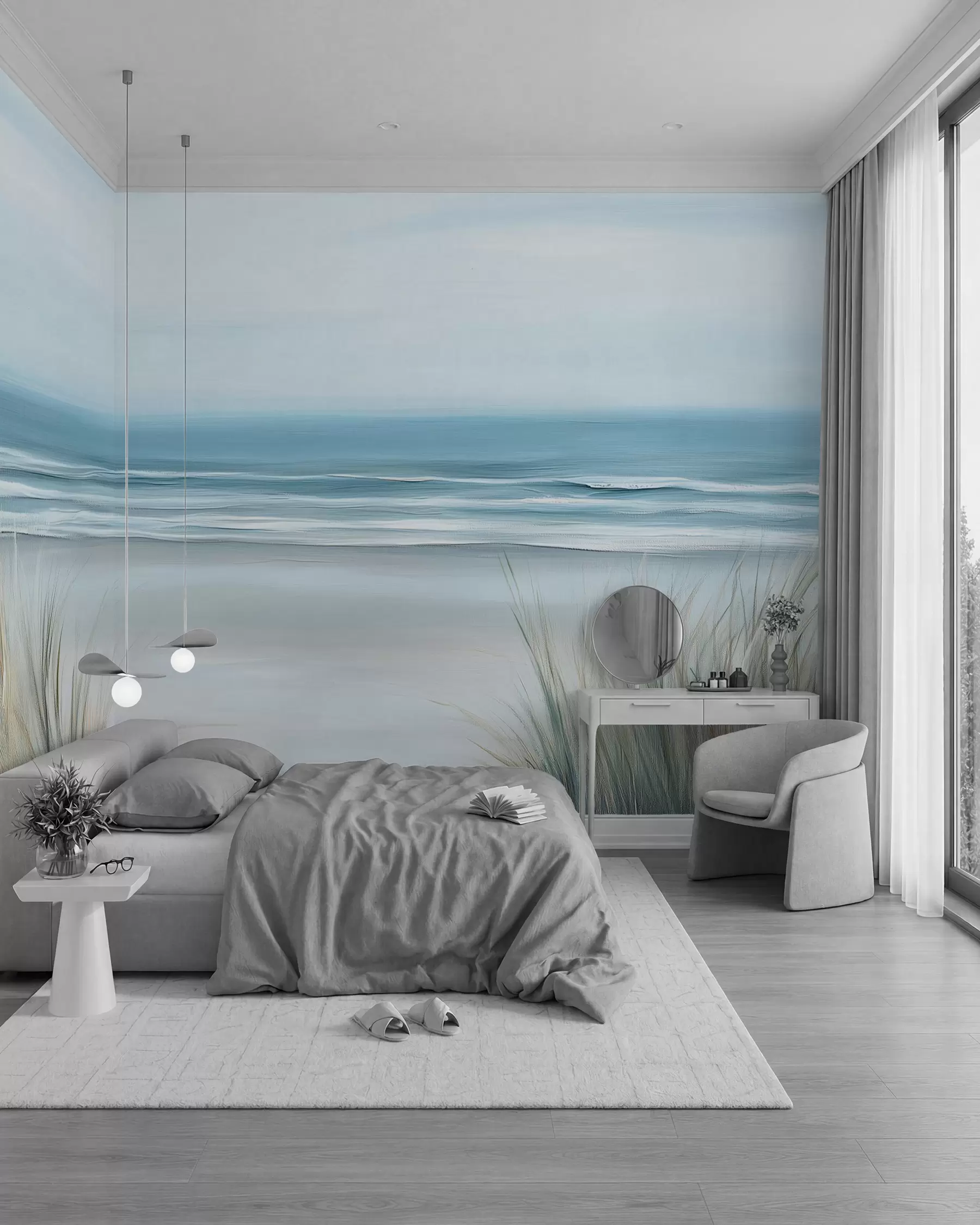 Fotobehang Landschap met een wild strand in de stijl van olieverfschilderijen w02869
