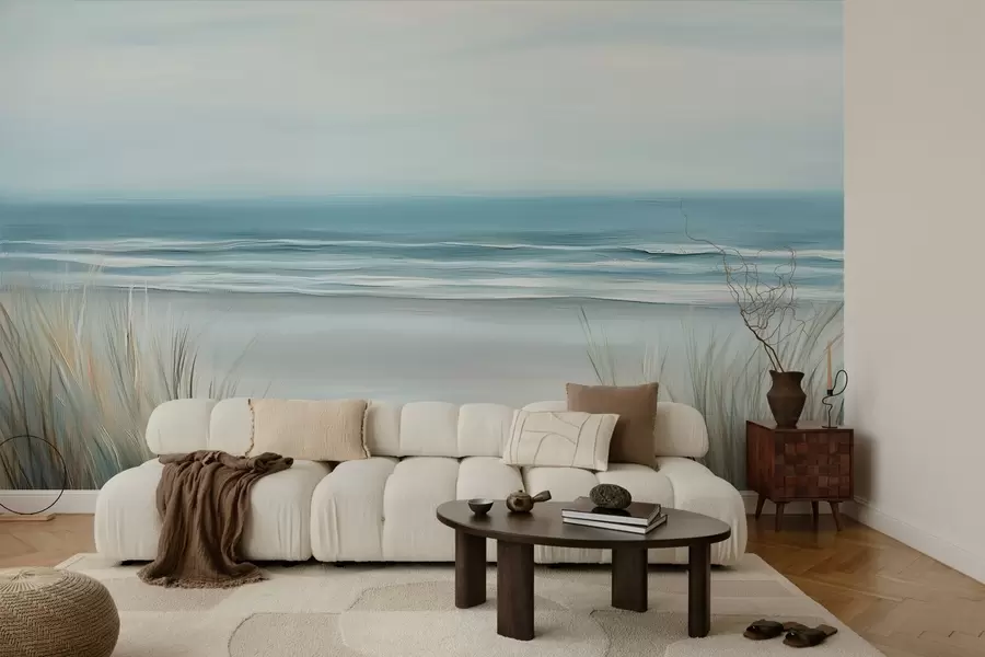 Fotobehang Landschap met een wild strand in de stijl van olieverfschilderijen w02869