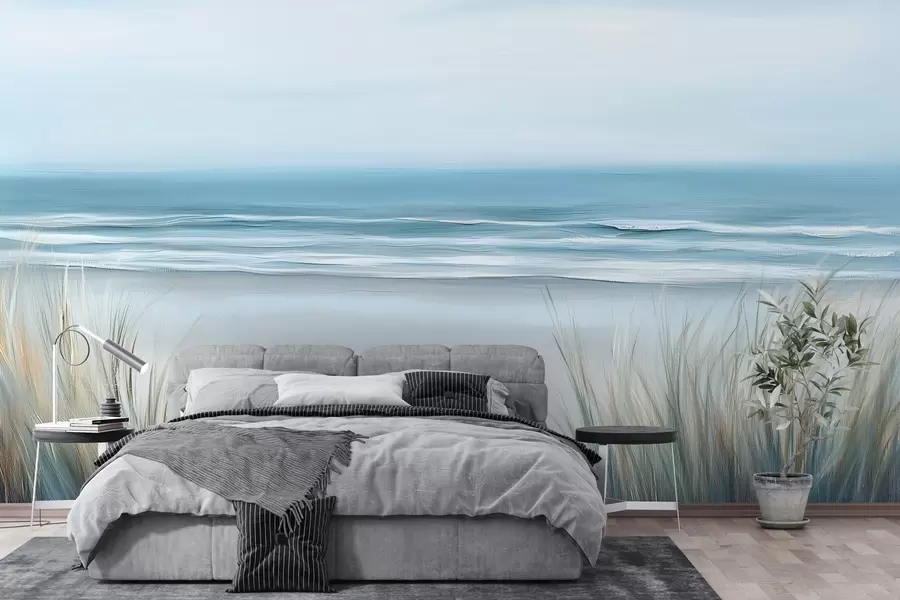 Fotobehang Landschap met een wild strand in de stijl van olieverfschilderijen w02869