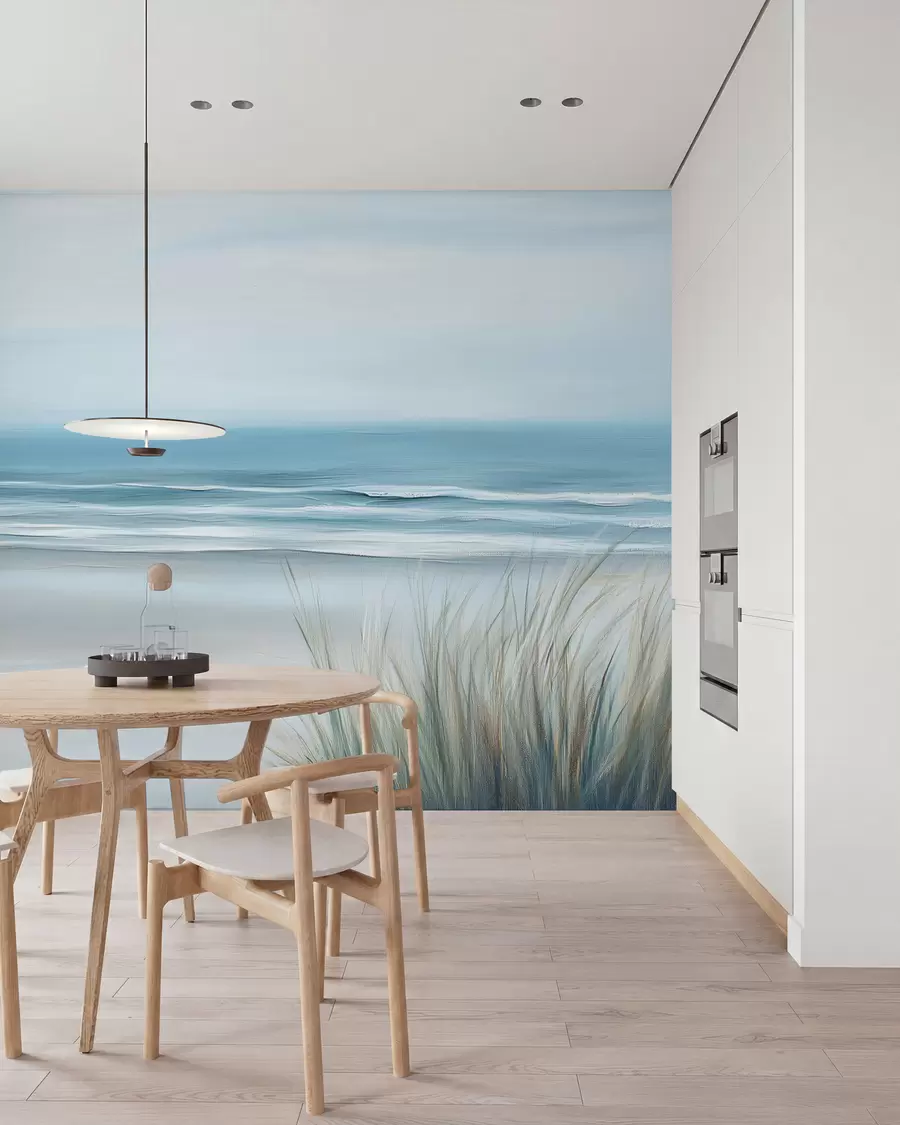 Fotobehang Landschap met een wild strand in de stijl van olieverfschilderijen w02869
