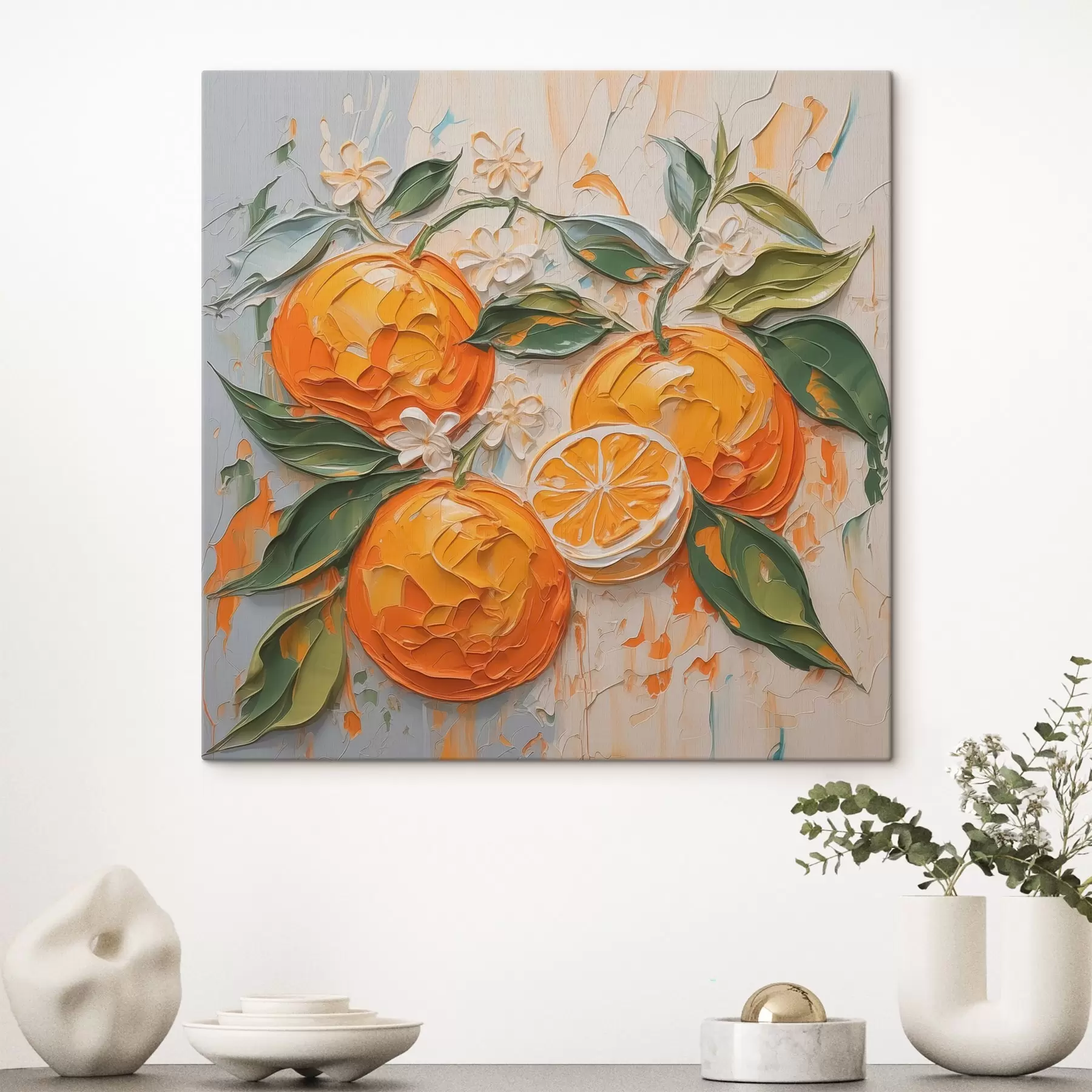  Schilderijen Sinaasappels abstracte imitatie penseelstreken s42591