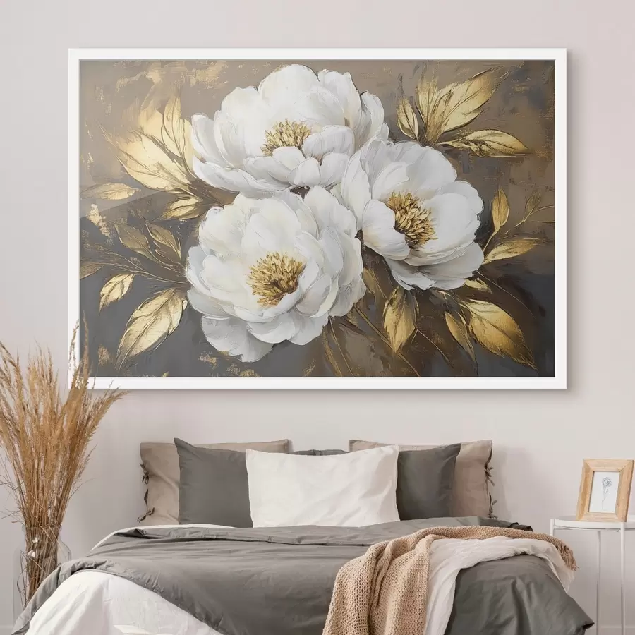 Fotobehang Drie witte bloemen f42604