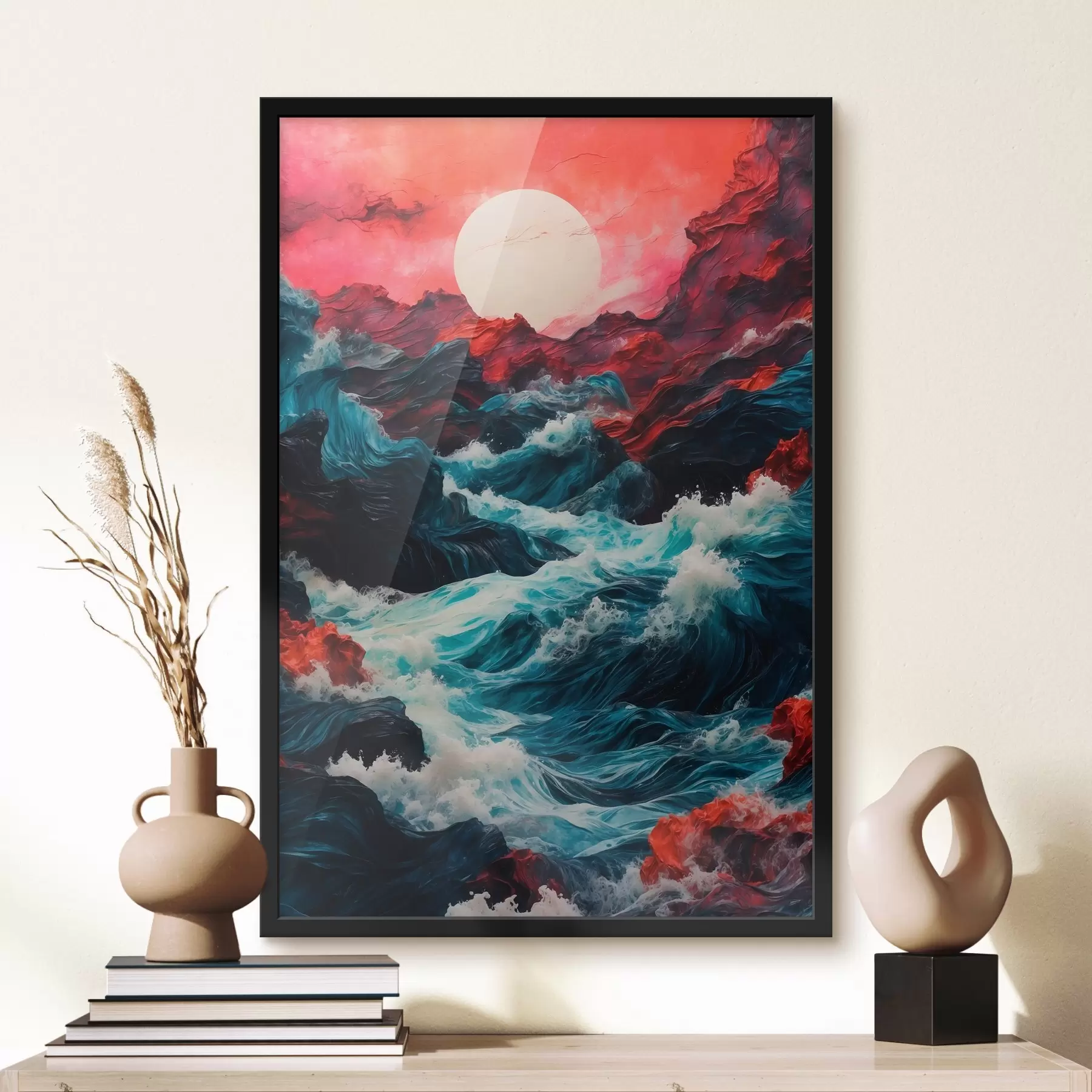 Fotobehang Stormachtige zee en witte zon f42519