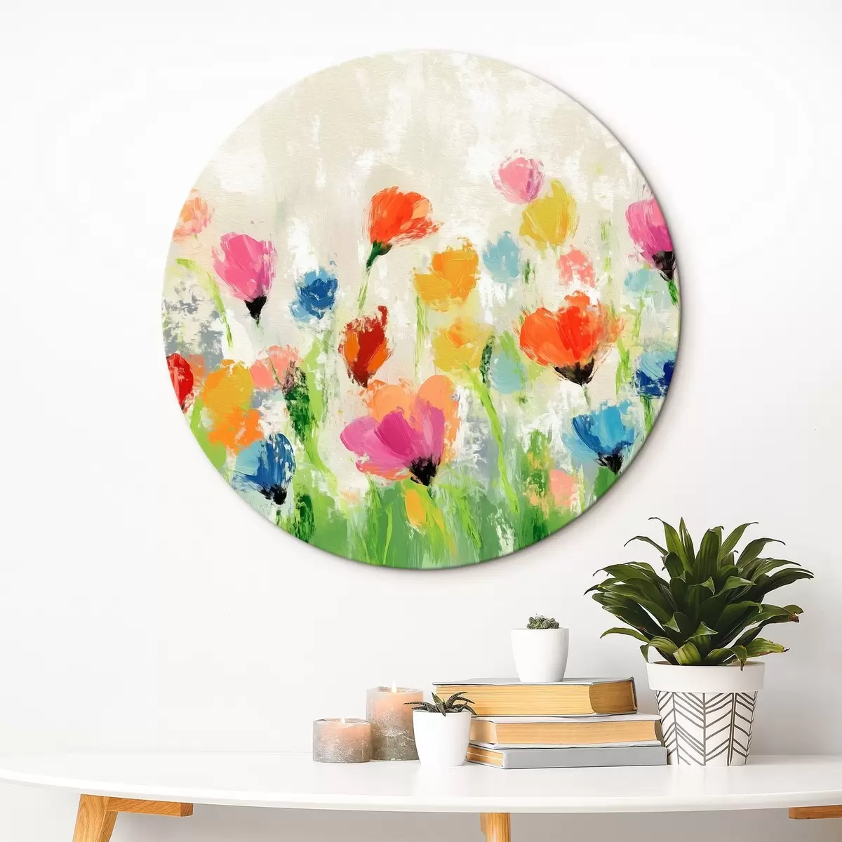 Ronde schilderijen Kleurrijke bloemen r42631