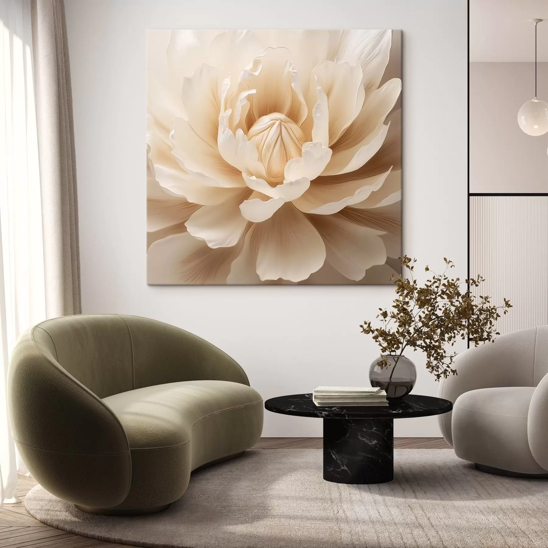  Schilderijen Romige bloem s42656