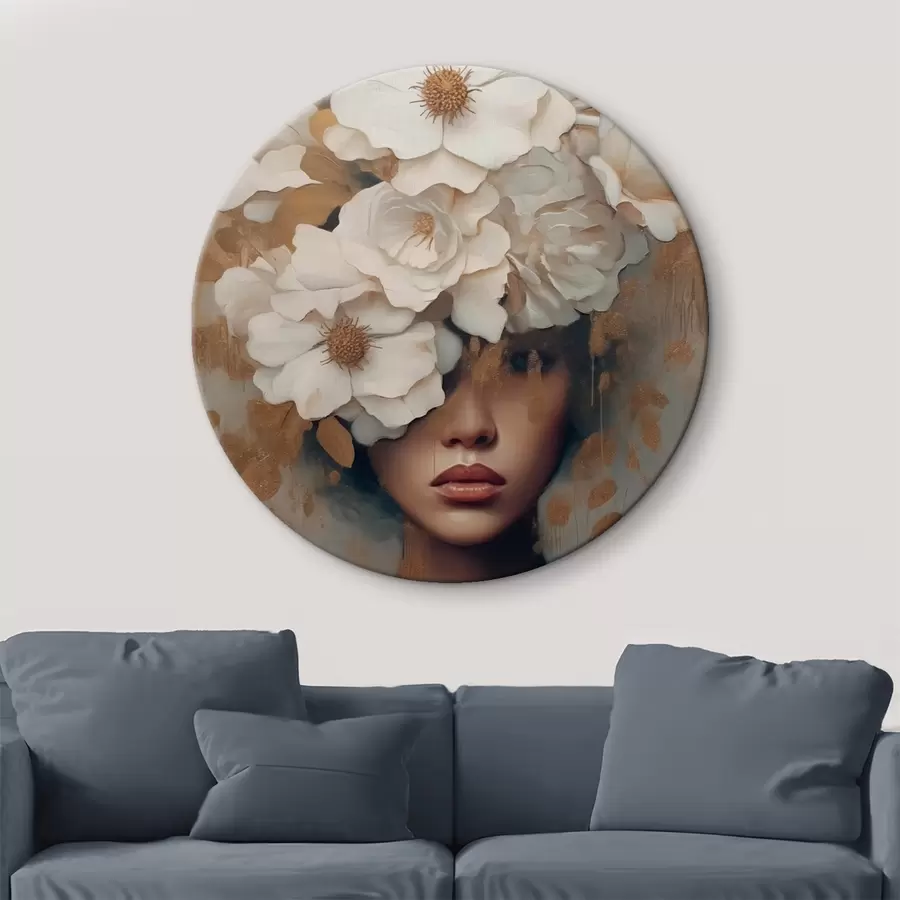  Schilderijen Portret met witte bloemen r42664