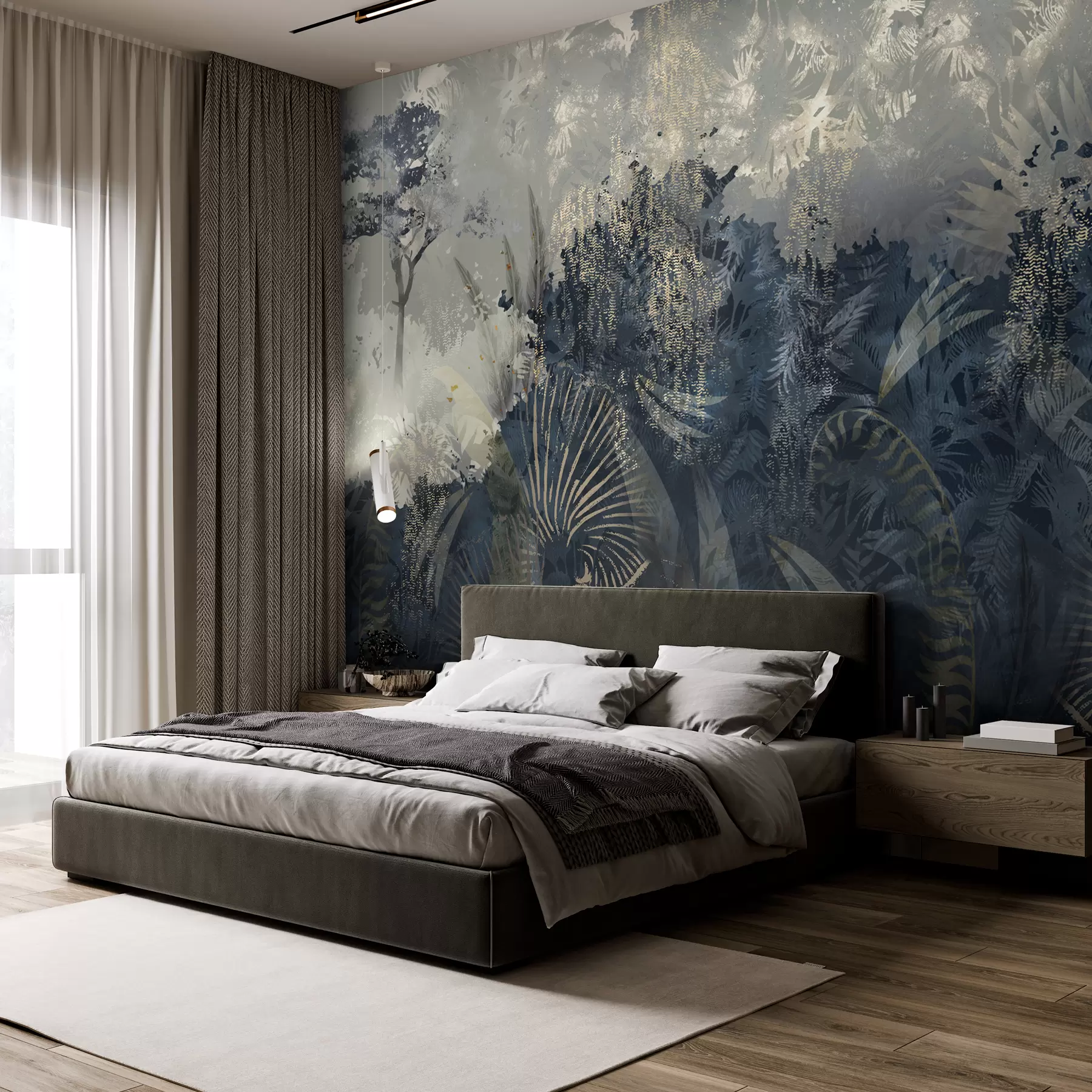 Fotobehang Magisch Afrika met regenwoud en vectorelementen w02643