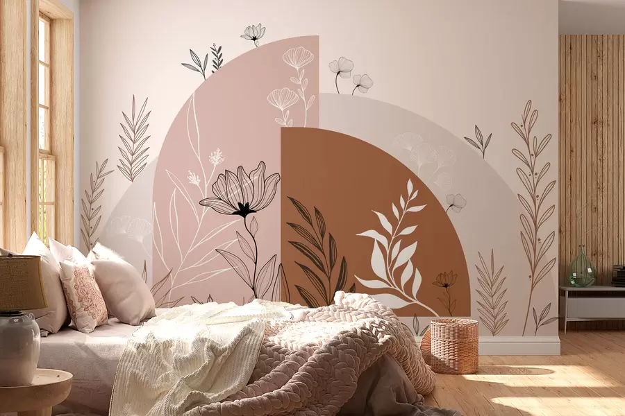Fotobehang Bloemen en bogen boho stijl w02933