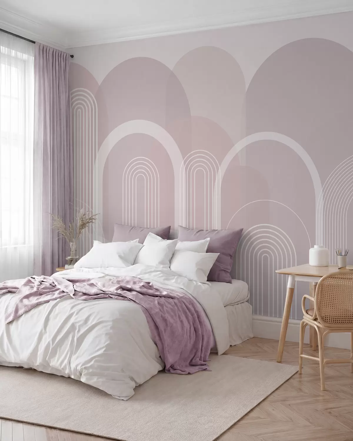 Fotobehang Fijne bogen op roze w02935