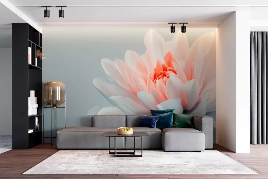 Fotobehang Grote bloem op grijze achtergrond  w02906