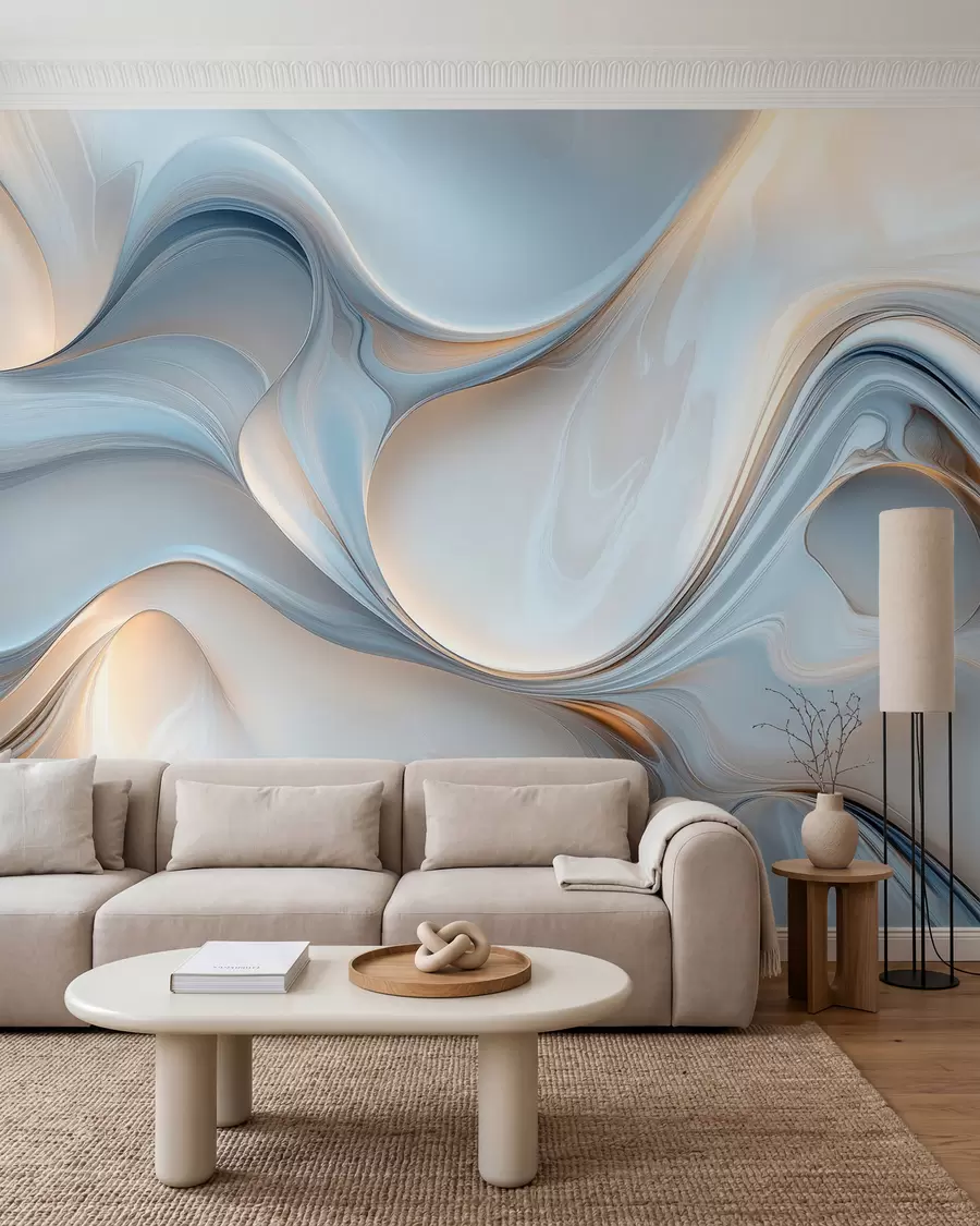 Fotobehang Vloeiend blauw en perzik w02909