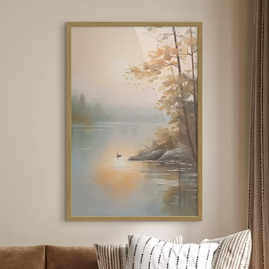Fotobehang Boom bij het vijverlandschap f42757