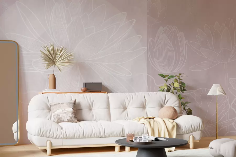 Fotobehang Lotusbloemen en geometrie w03005v2