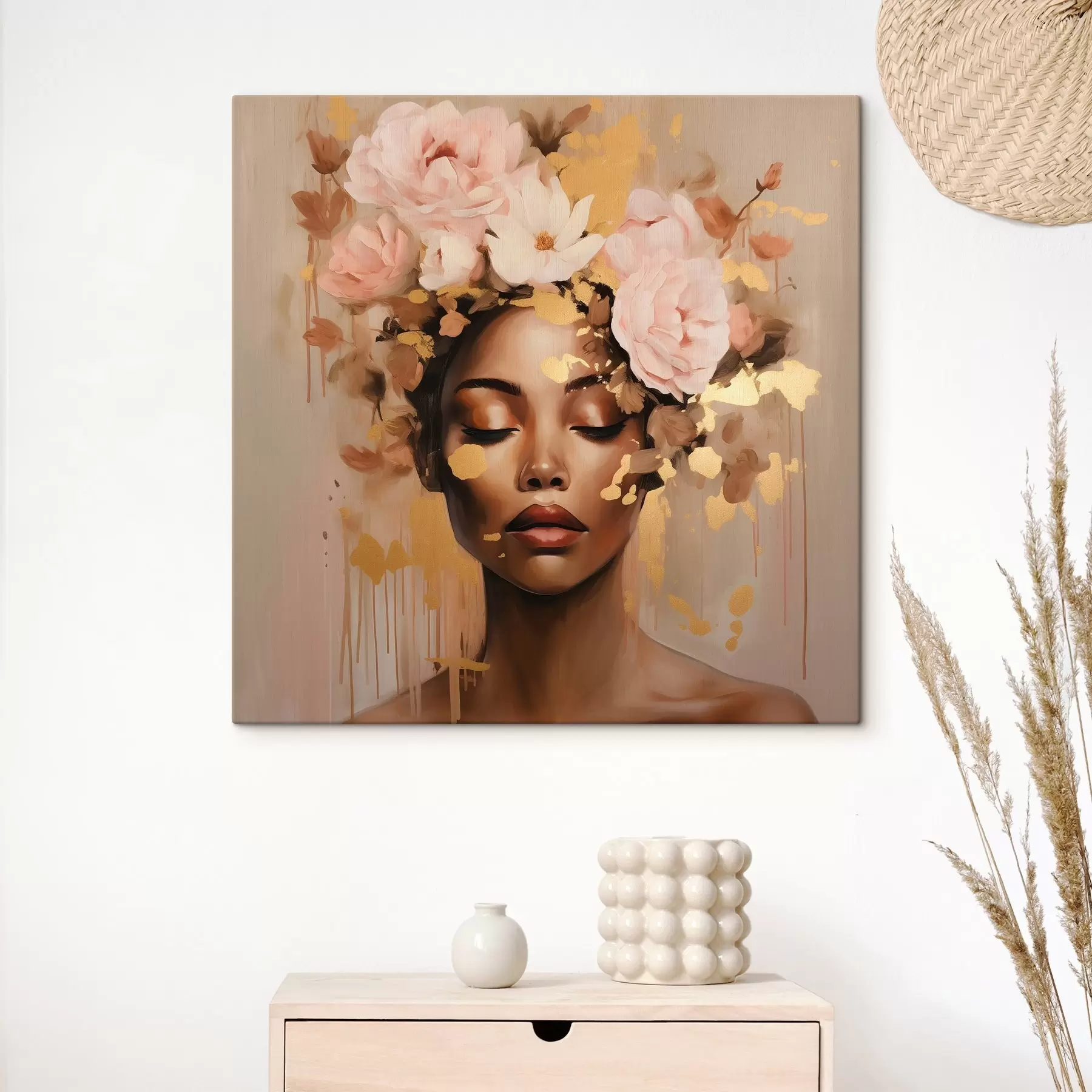 Fotobehang Meisje met bloemenkroon s42814