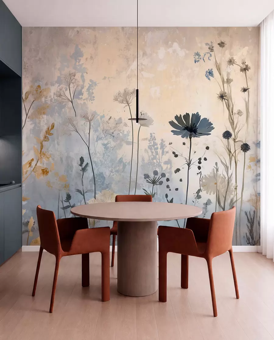 Fotobehang Wilde bloemen op een abstracte manier w03022