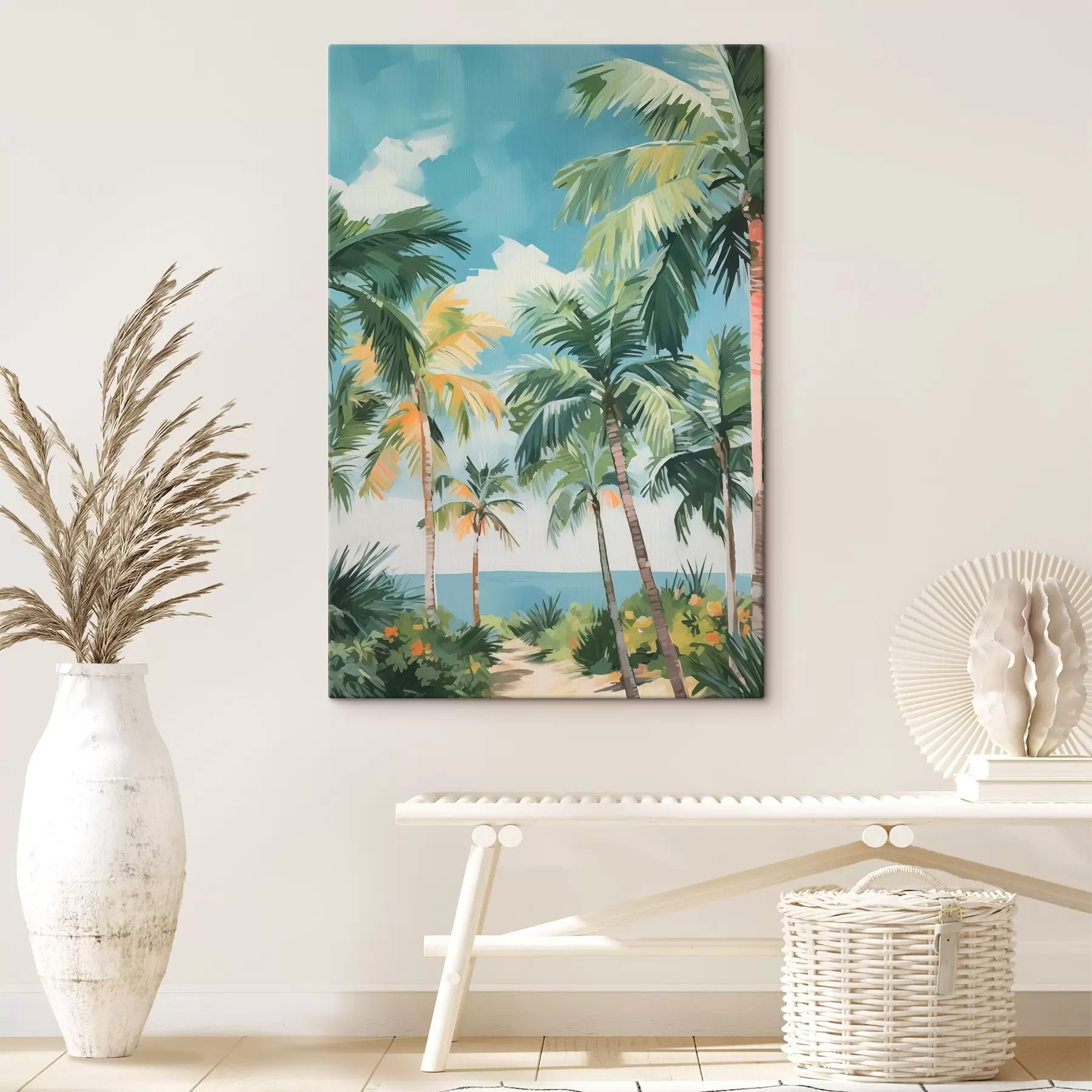  Schilderijen Palmbos aan zee imitatie van schilderij s42840
