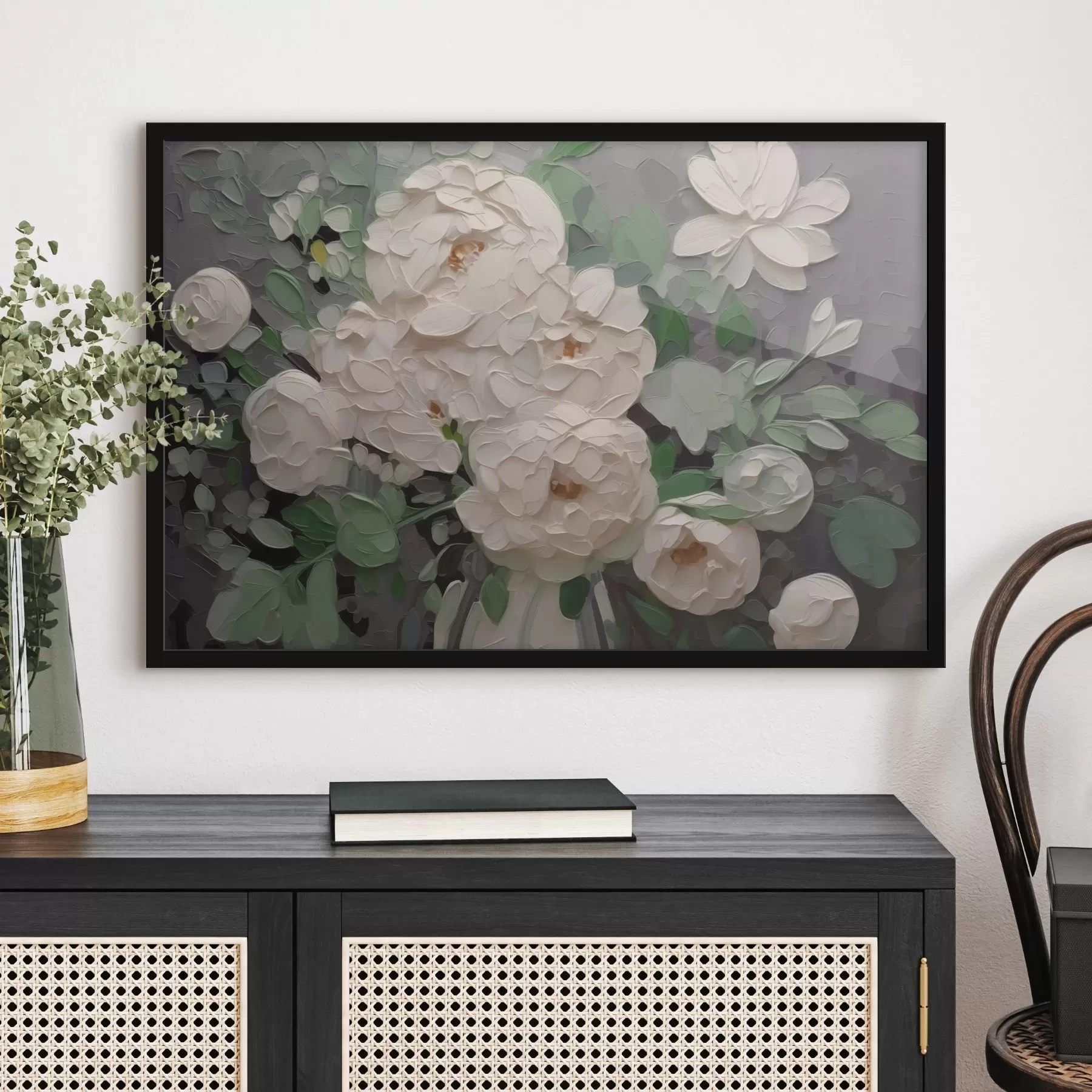 Fotobehang Pioenrozen imitatie van schilderstreken f42835