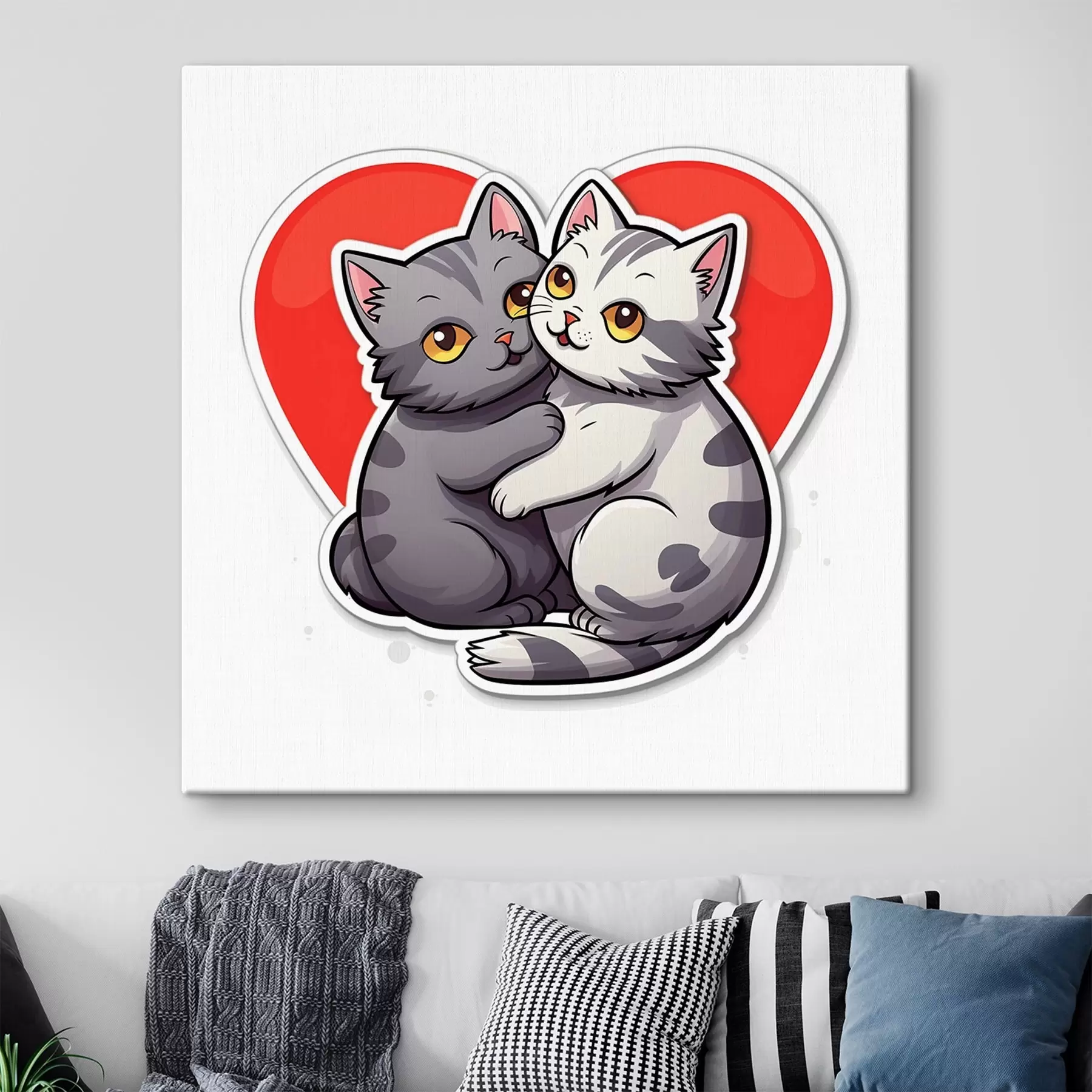  Schilderijen Twee verliefde katten s42881