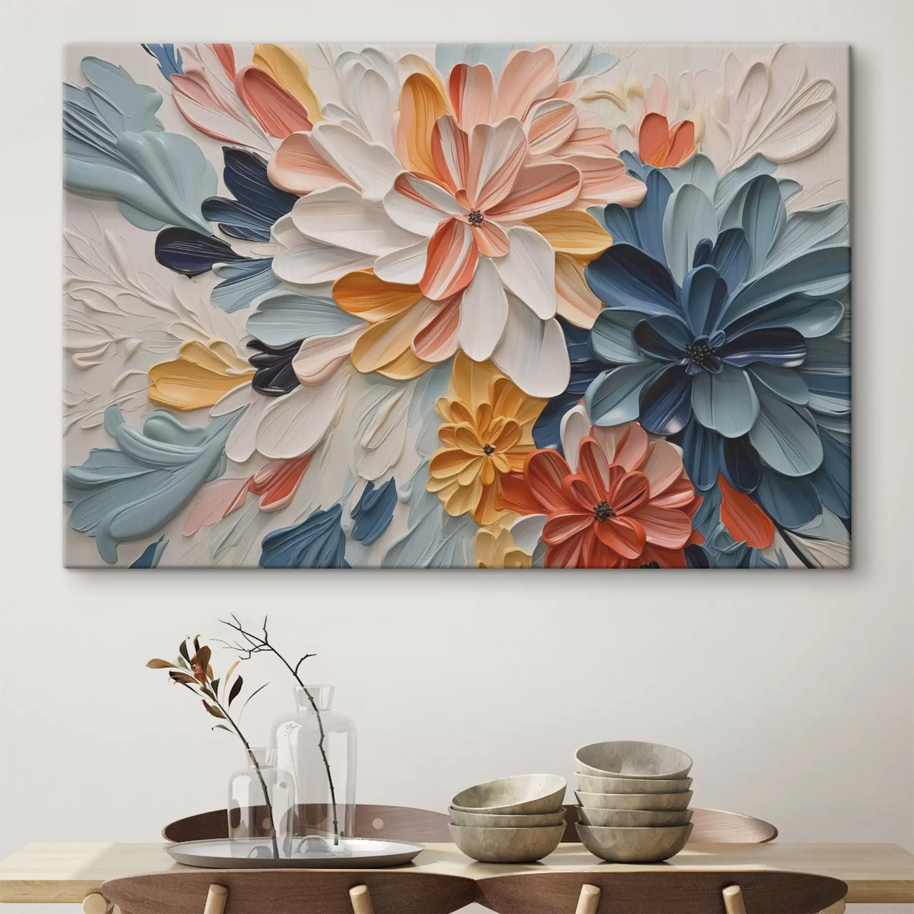 Fotobehang Bloemen imitatie van schilderstreken s42907