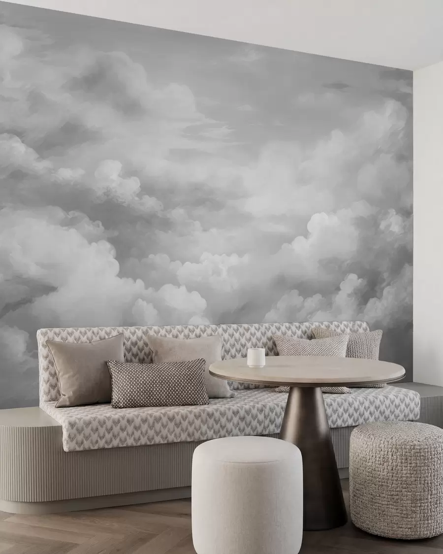Fotobehang lichtgevende wolken in grijstinten w03047v1