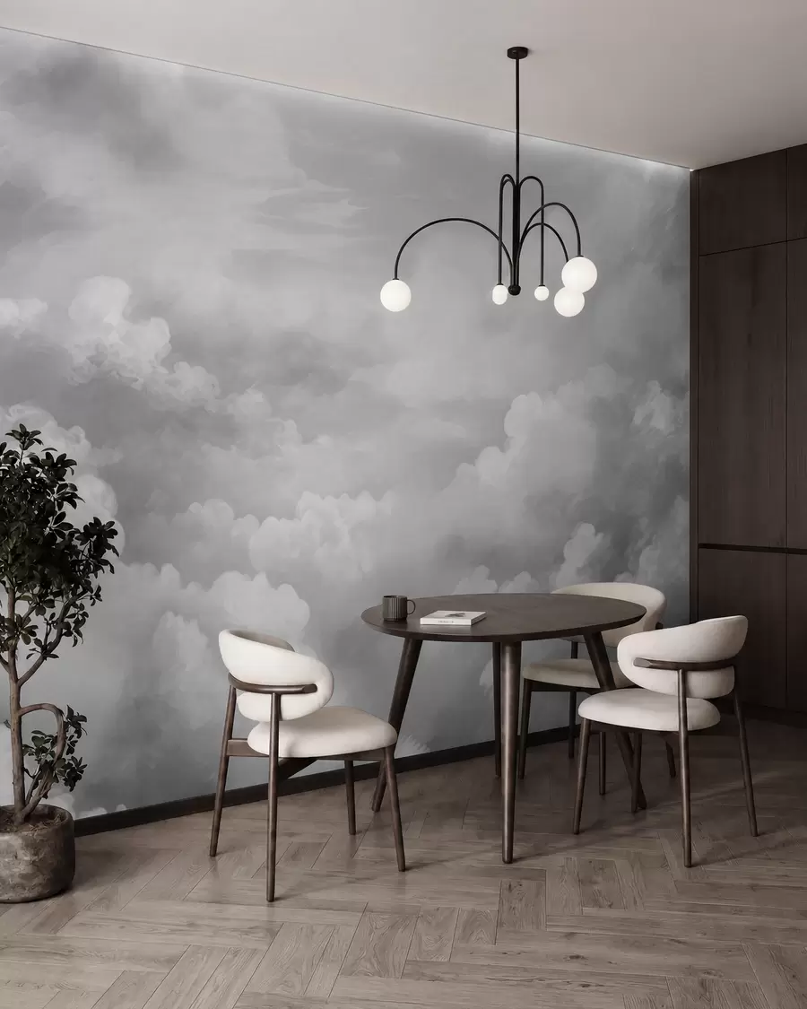 Fotobehang lichtgevende wolken in grijstinten w03047v1