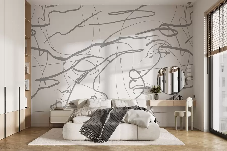 Fotobehang Gezichten getekend met lijn w08764v1