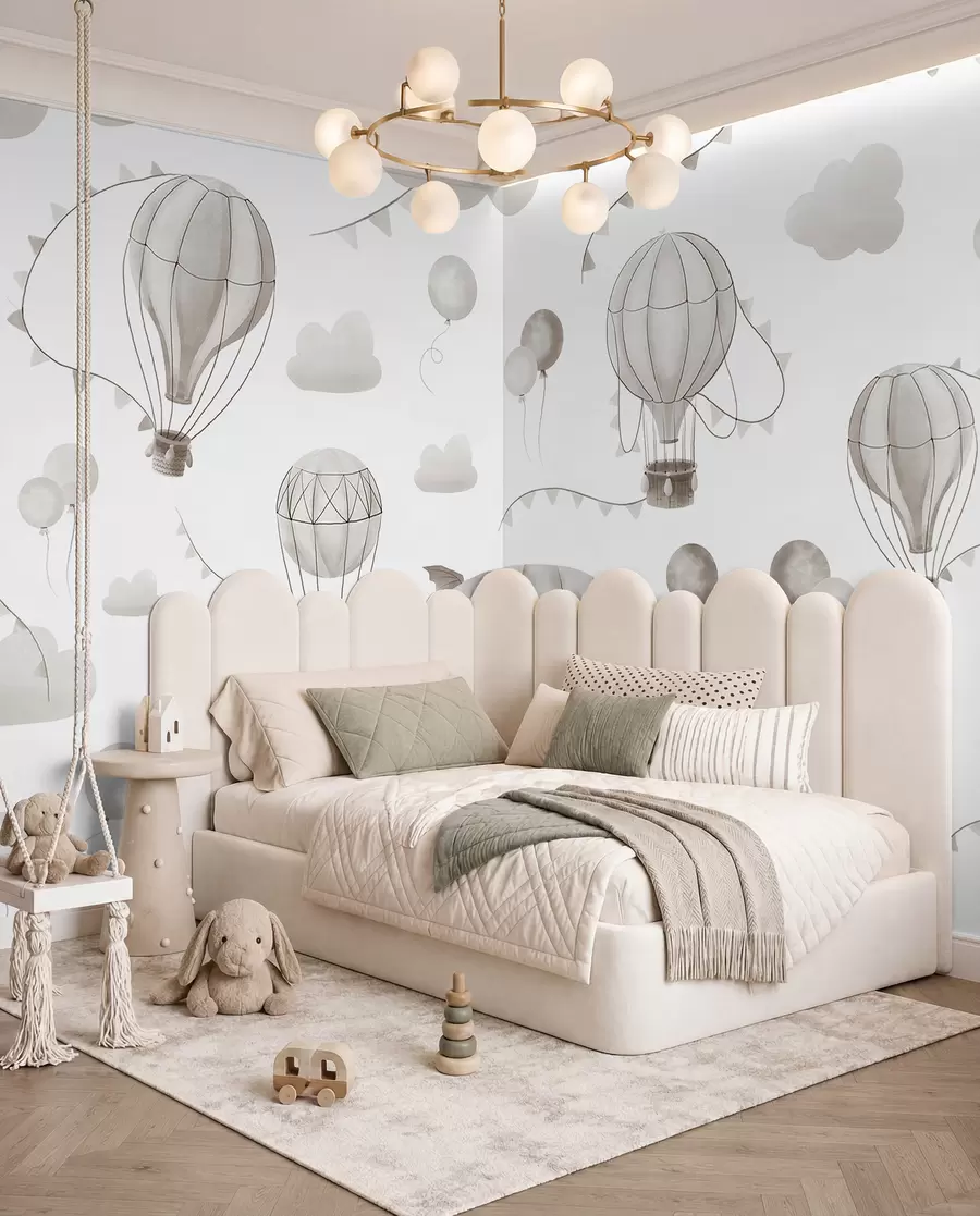Fotobehang Aquarelontwerp met ballonnen voor kinderen w08765v1