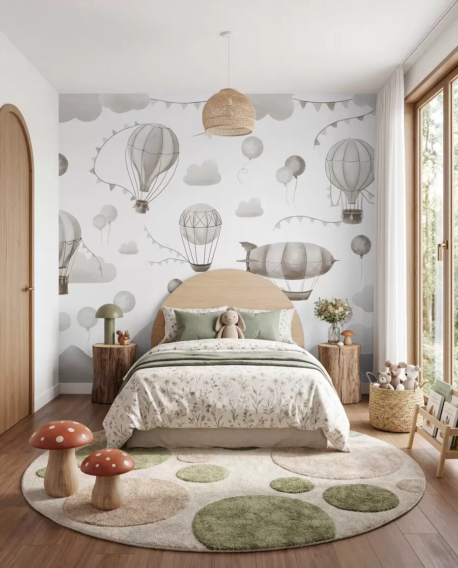 Fotobehang Aquarelontwerp met ballonnen voor kinderen w08765v1