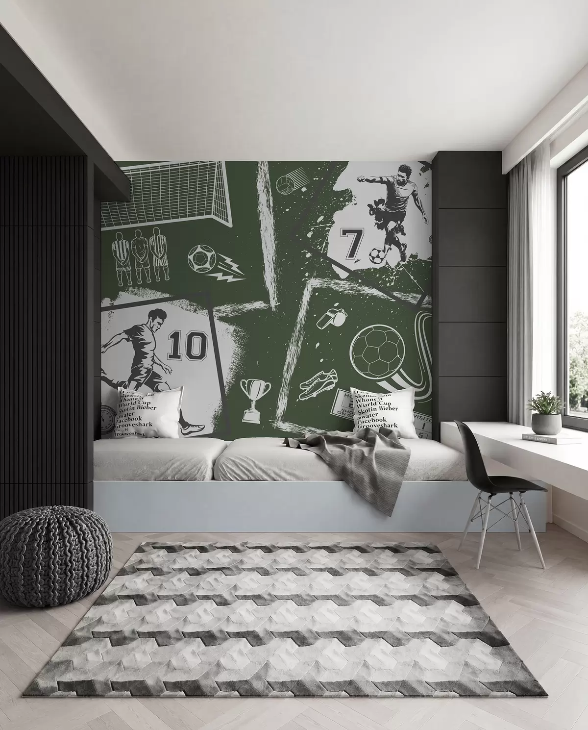 Fotobehang Groen voetbalschetsboek w03122v2
