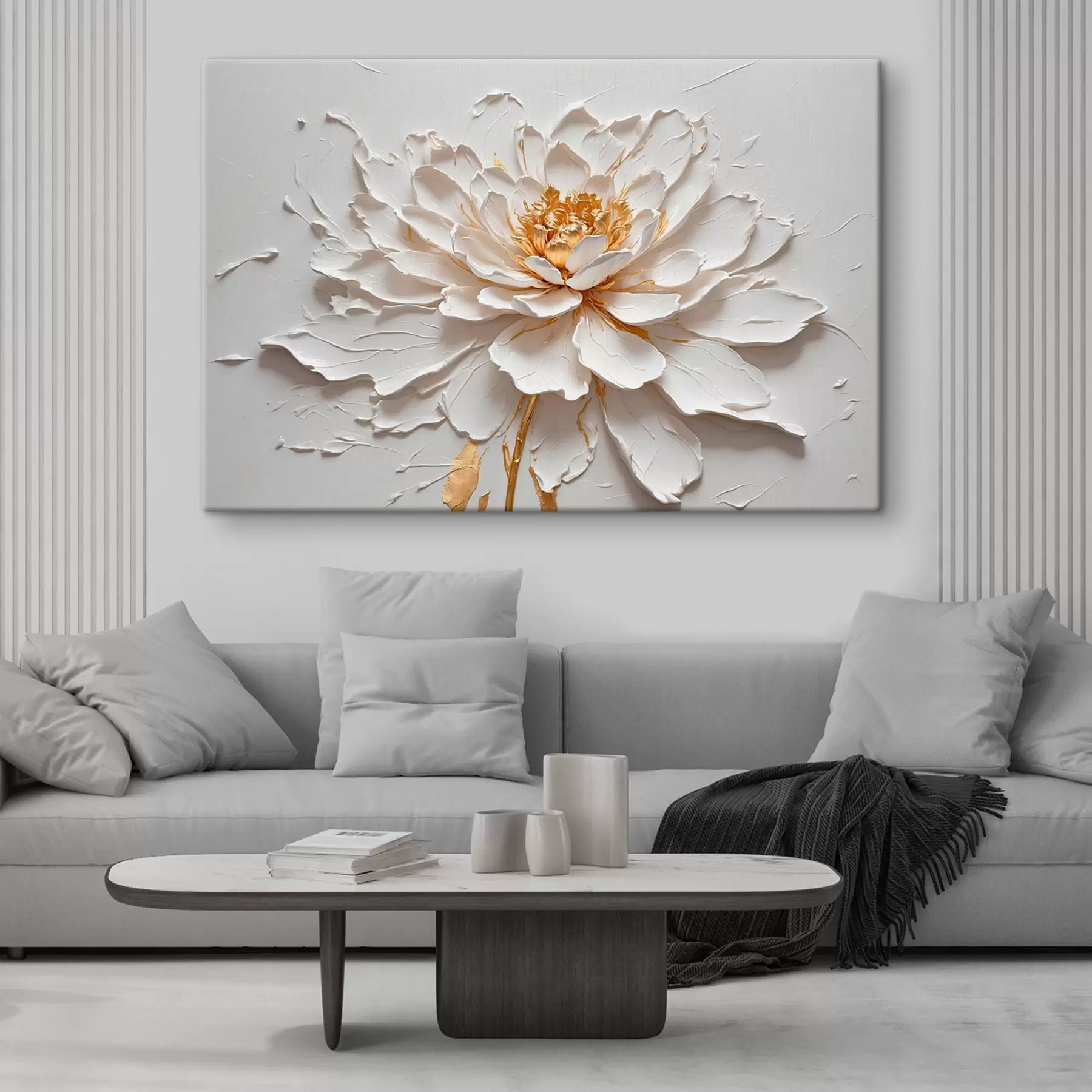  Schilderijen Witte bloem in olieverfschilderijstijl s42777
