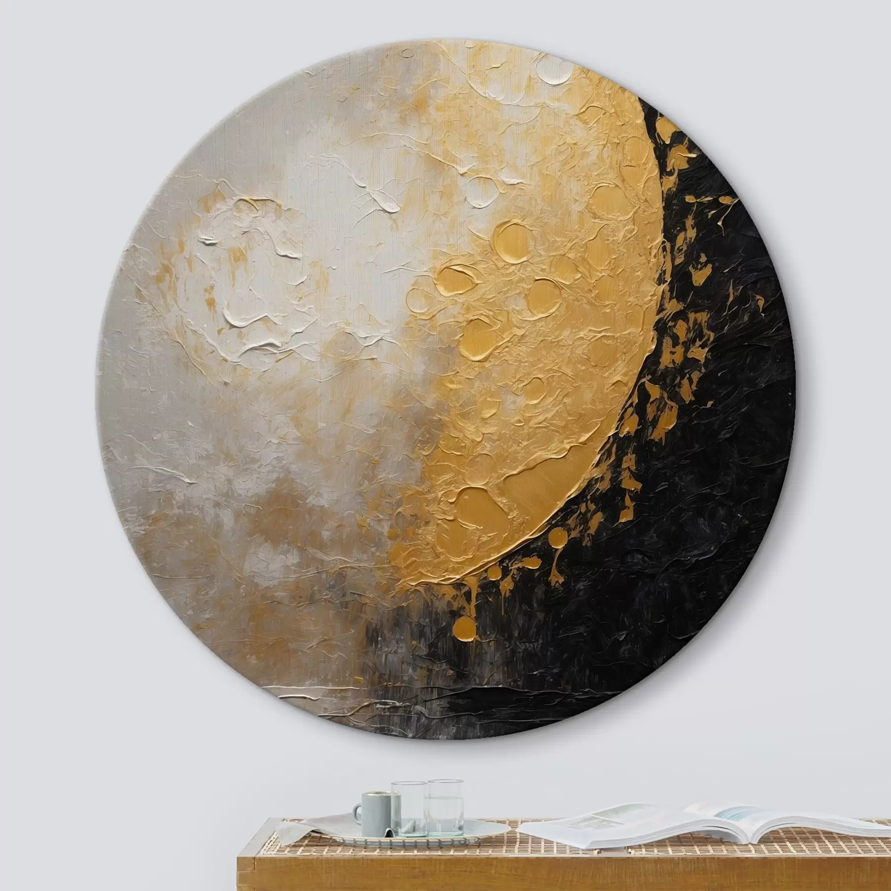 Fotobehang Gouden maan in olieverfschilderijstijl r42766