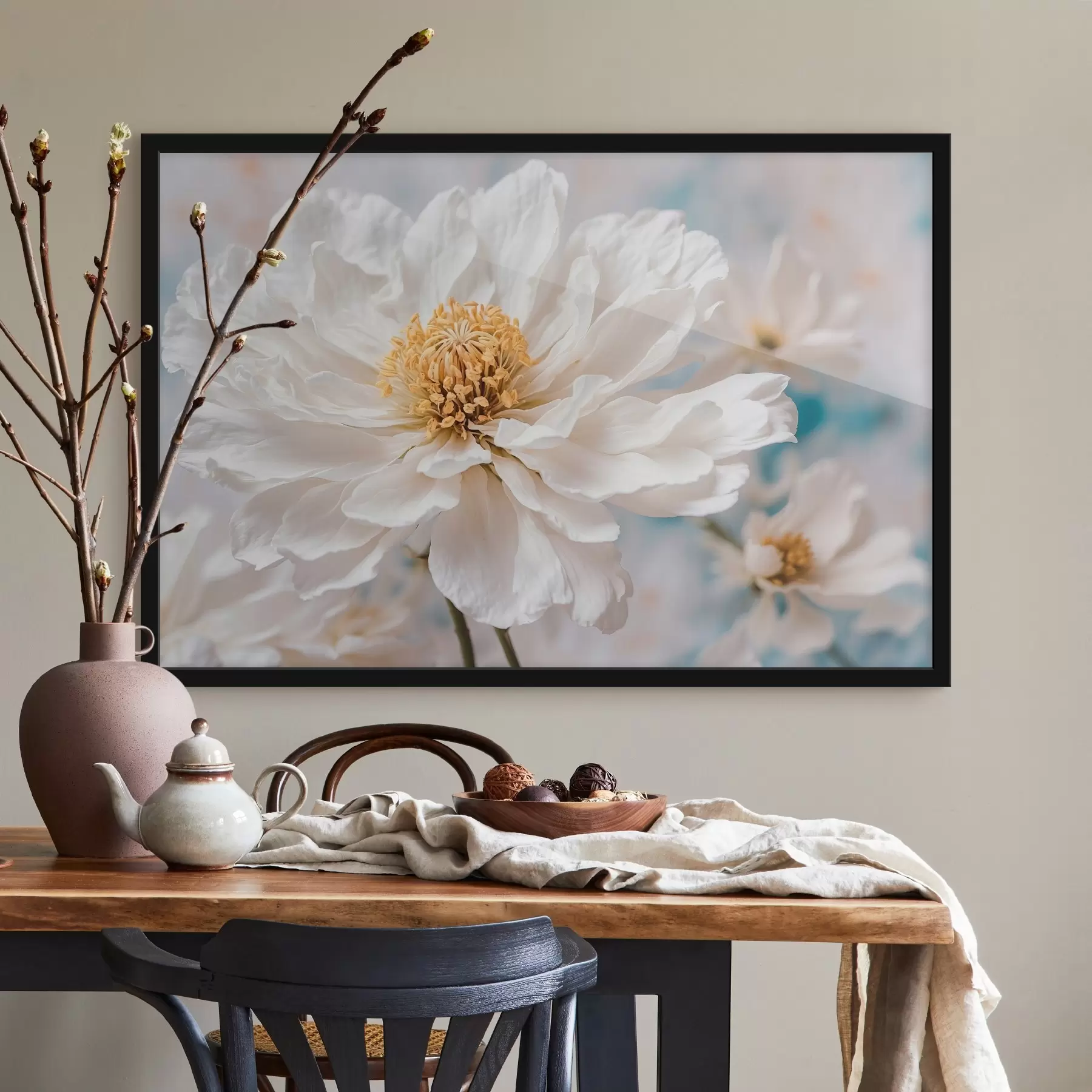 Fotobehang Witte bloem op wazige achtergrond f42925
