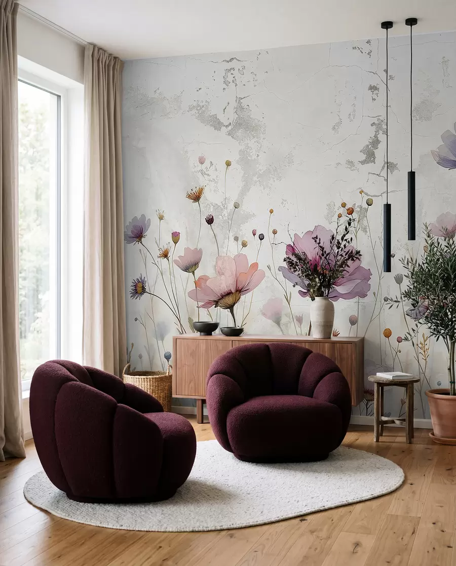 Fotobehang Dans van wilde bloemen w03192