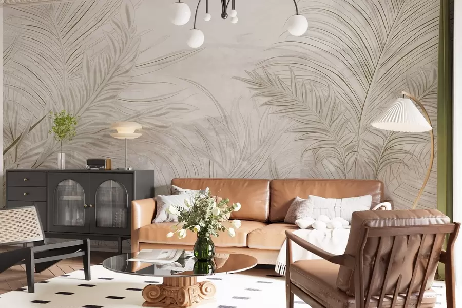 Fotobehang Stijlvolle grungebladeren w03207